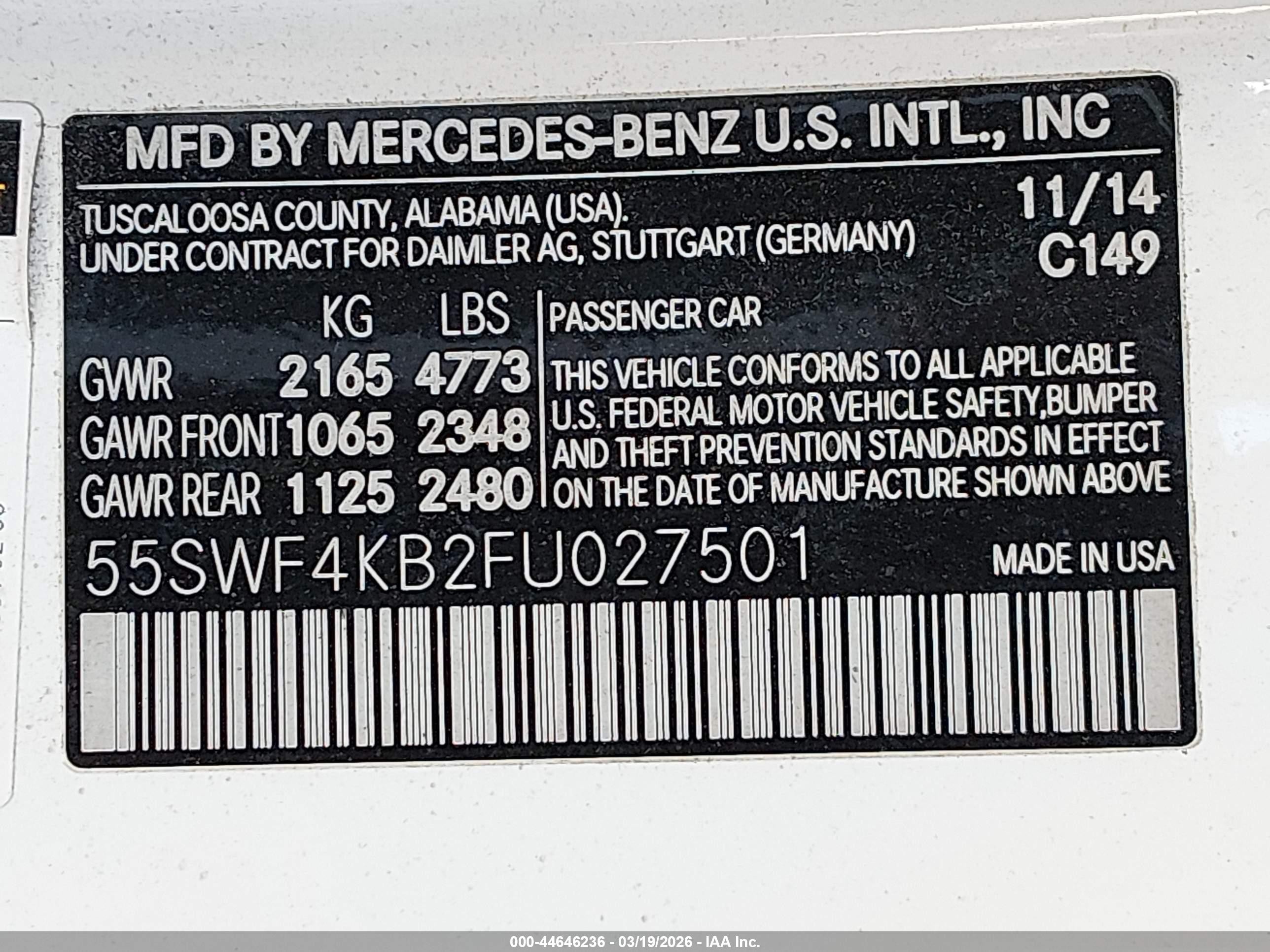2015 Mercedes-benz C 300 4matic White vin: 55SWF4KB2FU027501