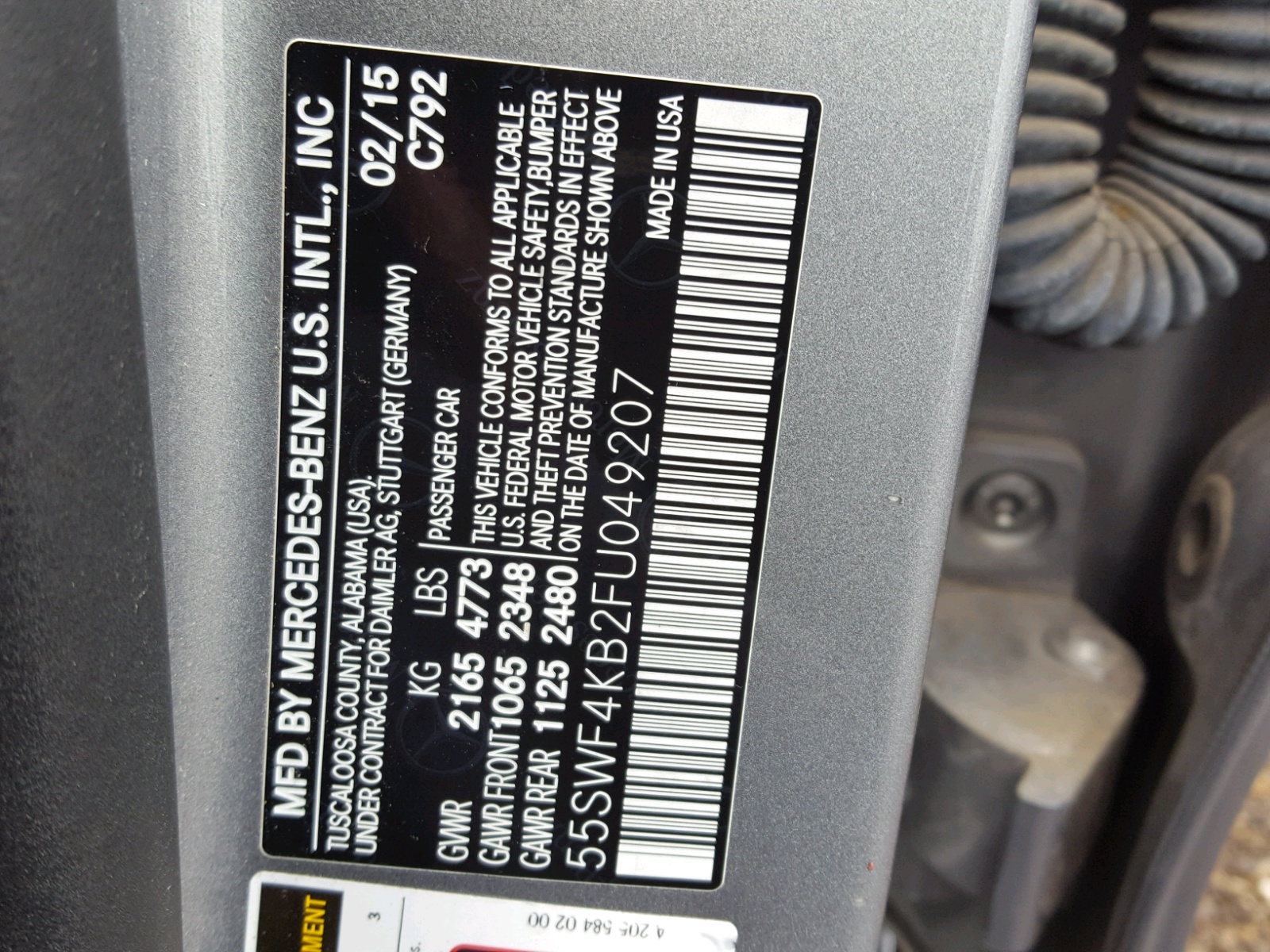 2015 Mercedes-benz C 300 4matic Gray vin: 55SWF4KB2FU049207