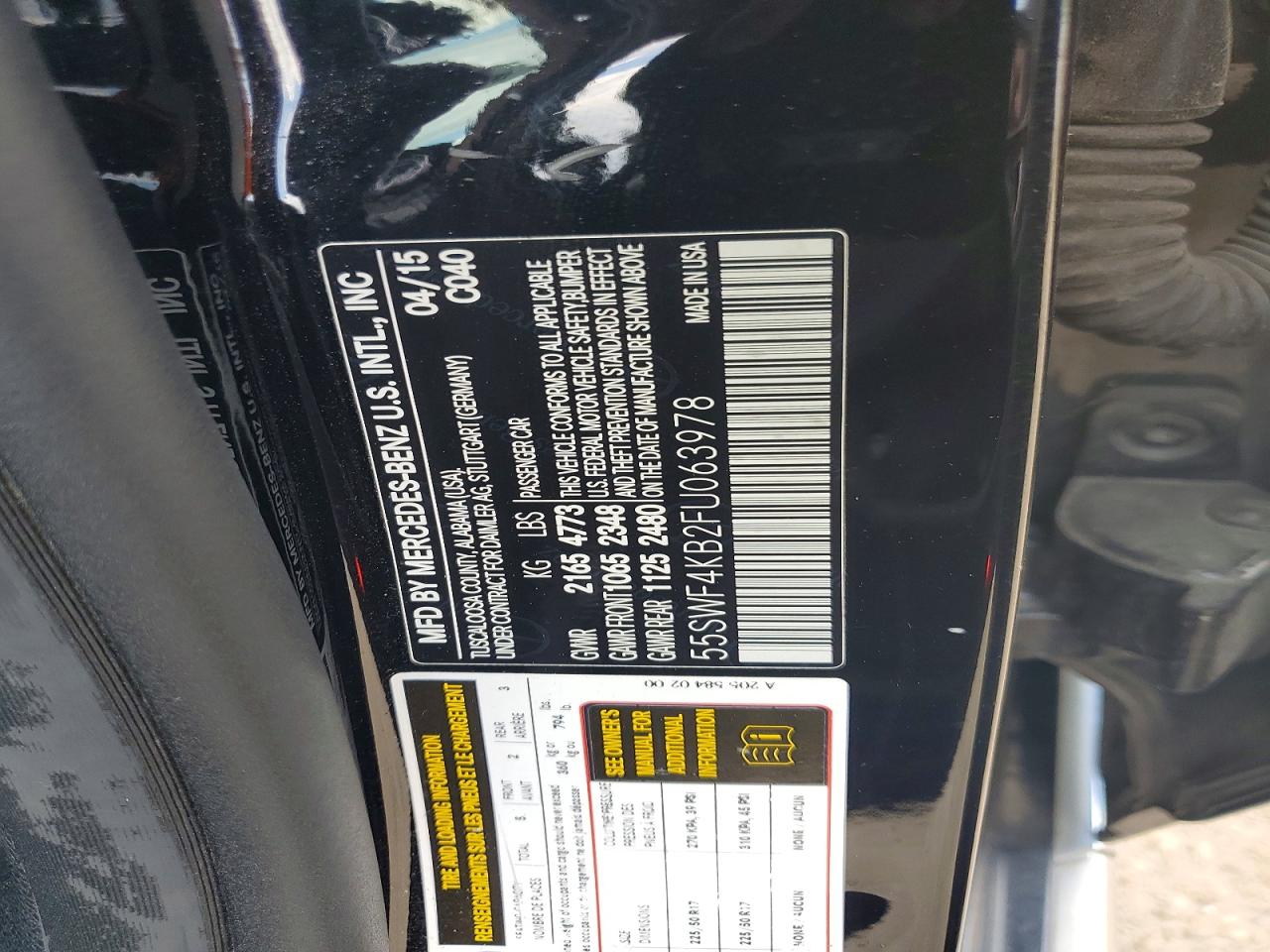 2015 Mercedes-benz C 300 4matic Black vin: 55SWF4KB2FU063978