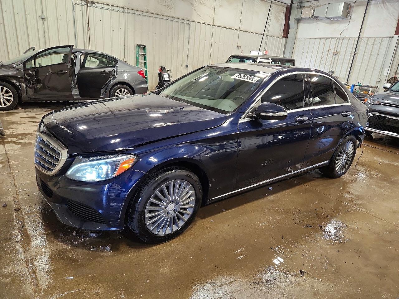 2015 Mercedes-benz C 300 4matic Blue vin: 55SWF4KB3FU008052