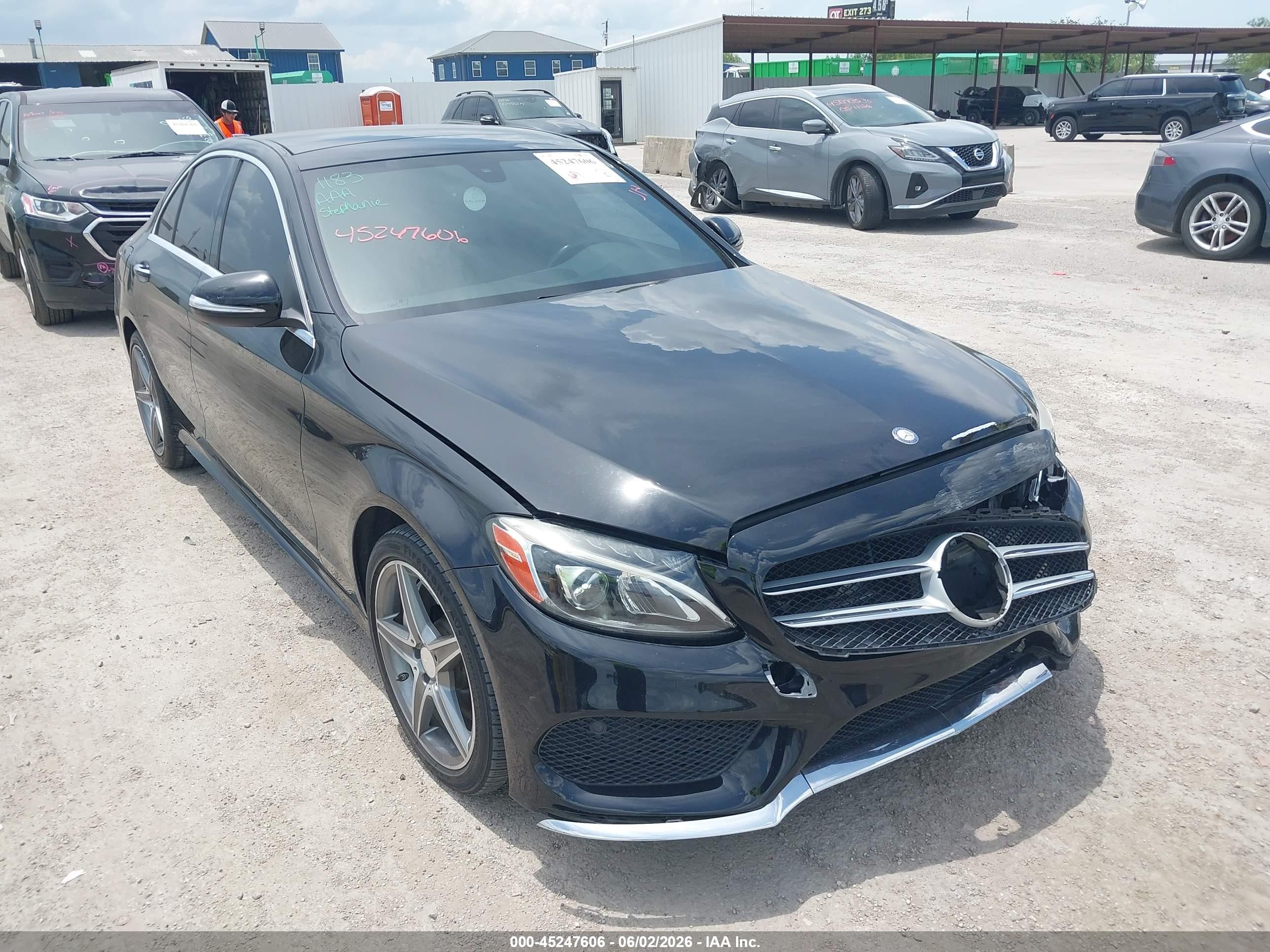 2015 Mercedes-benz C 300 Sport 4matic Black vin: 55SWF4KB3FU038605