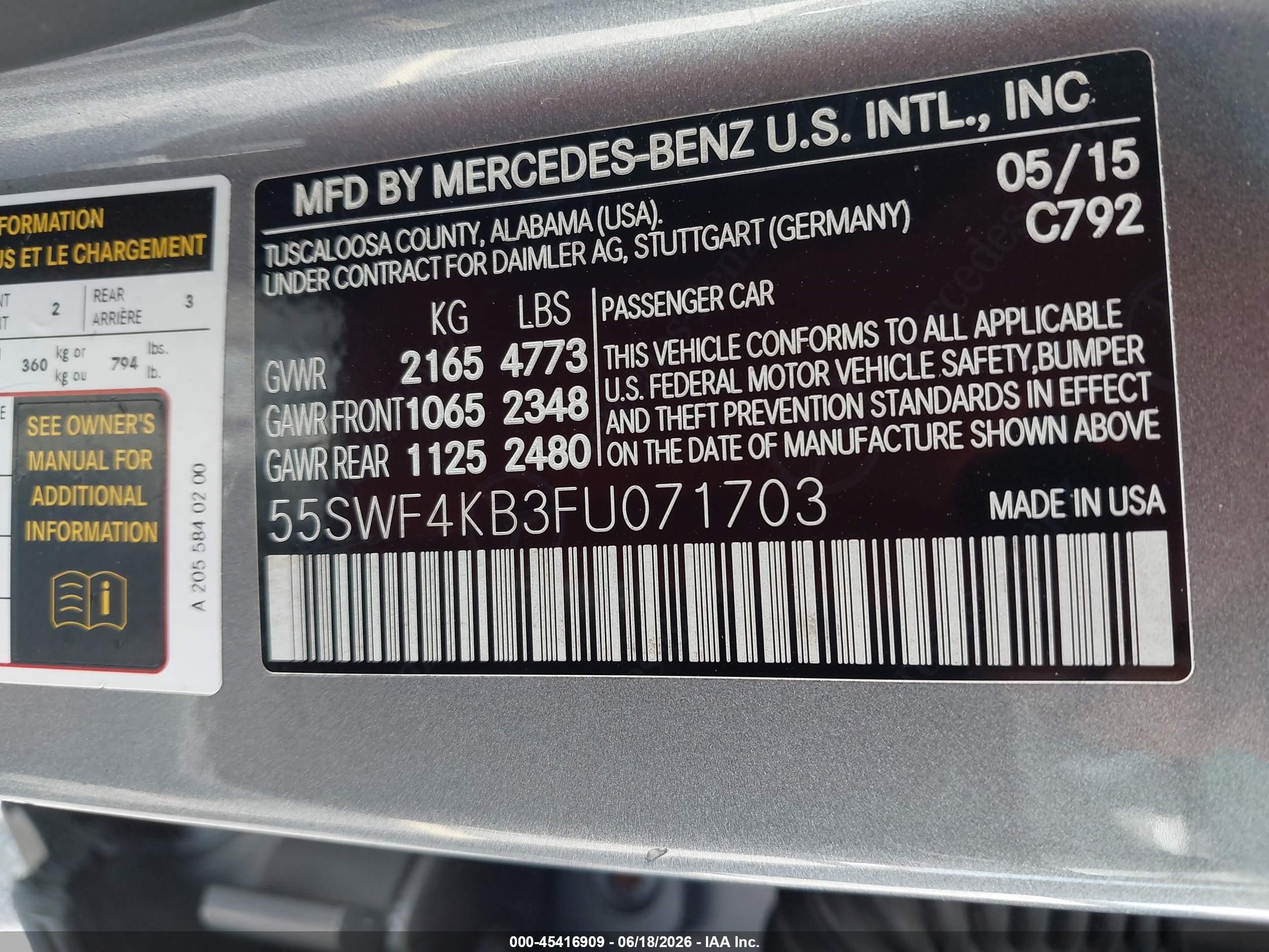2015 Mercedes-benz C 300 4matic Silver vin: 55SWF4KB3FU071703