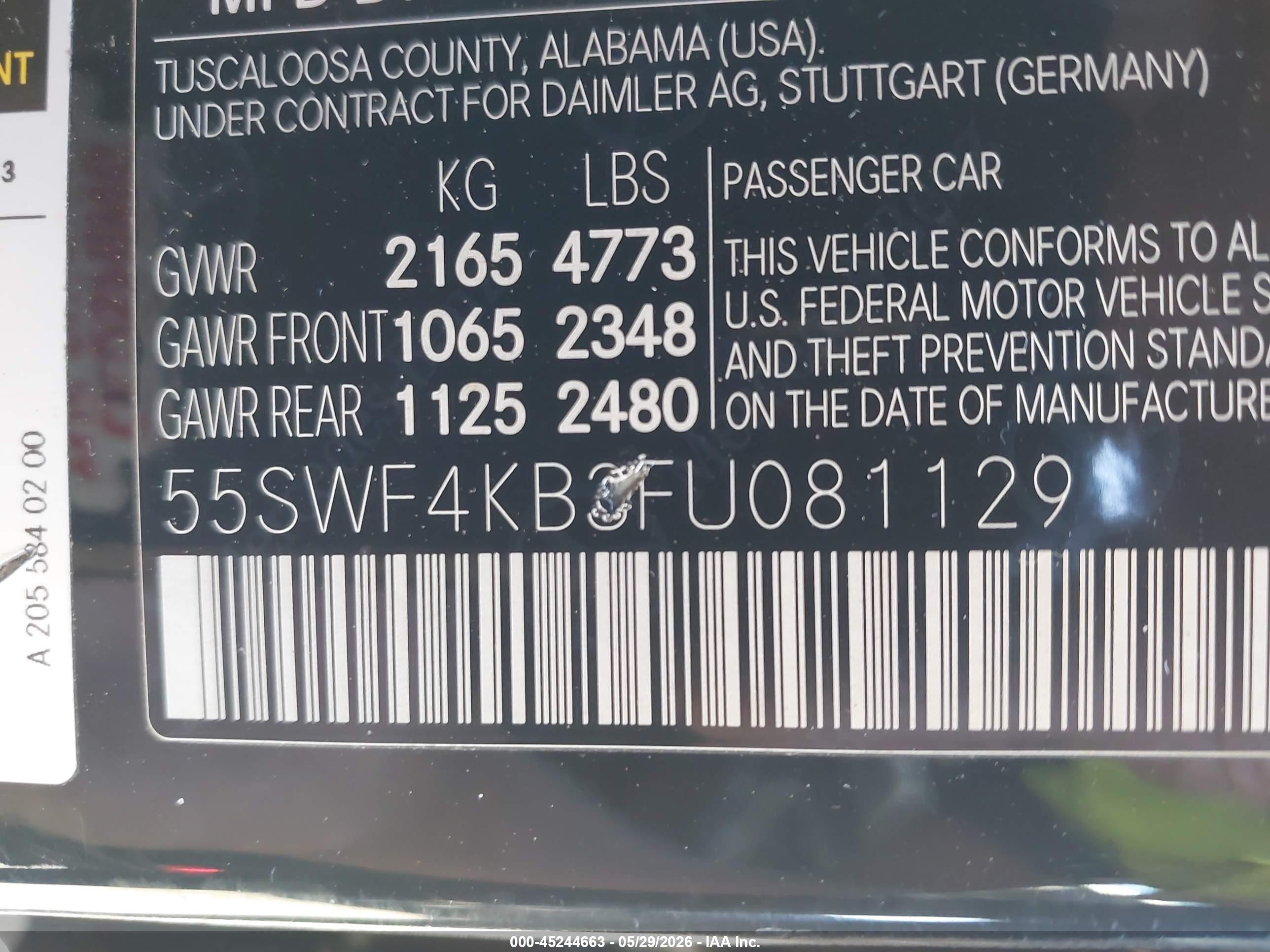 2015 Mercedes-benz C 300 4matic Black vin: 55SWF4KB3FU081129