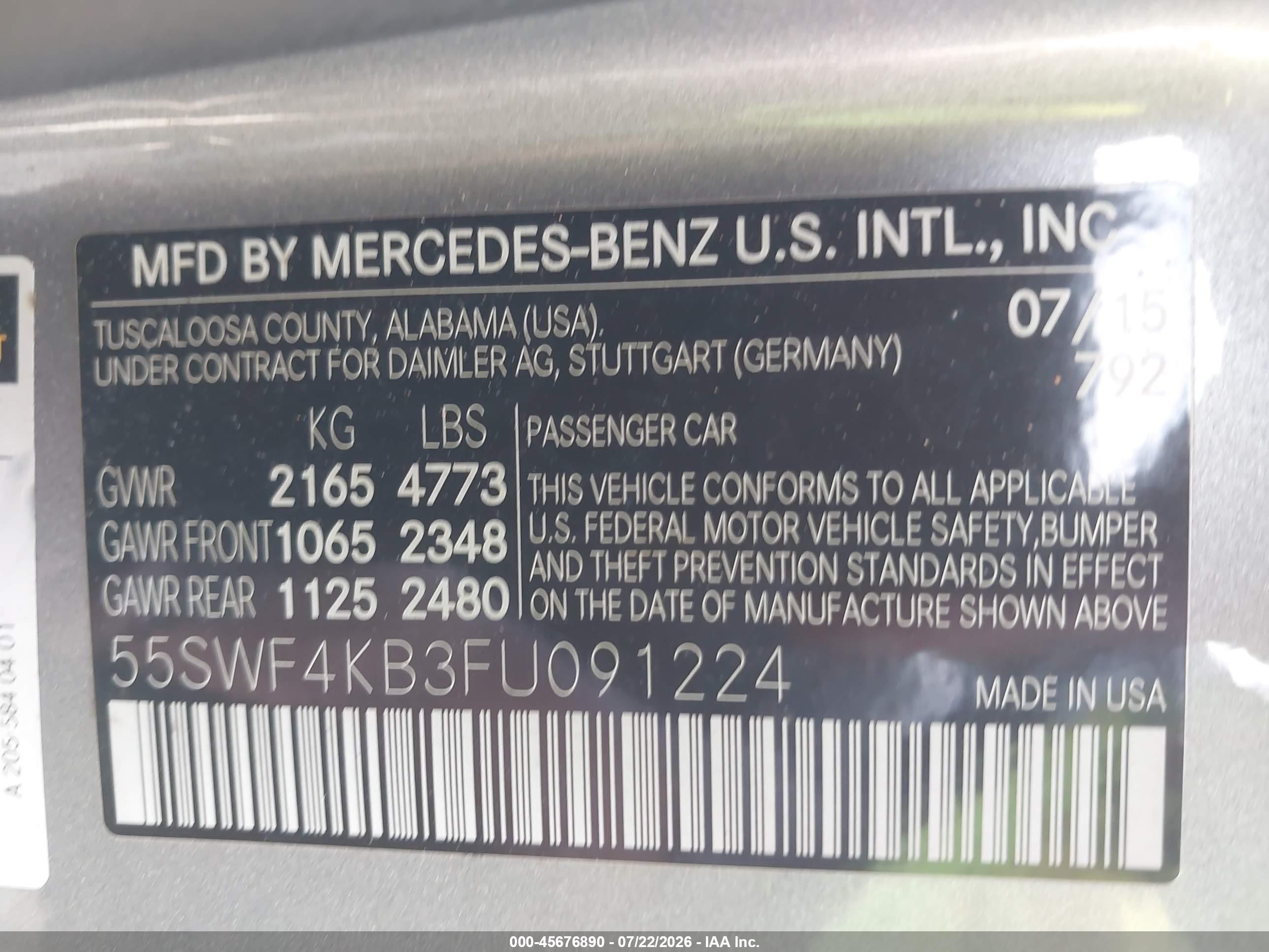 2015 Mercedes-benz C 300 4matic Gray vin: 55SWF4KB3FU091224