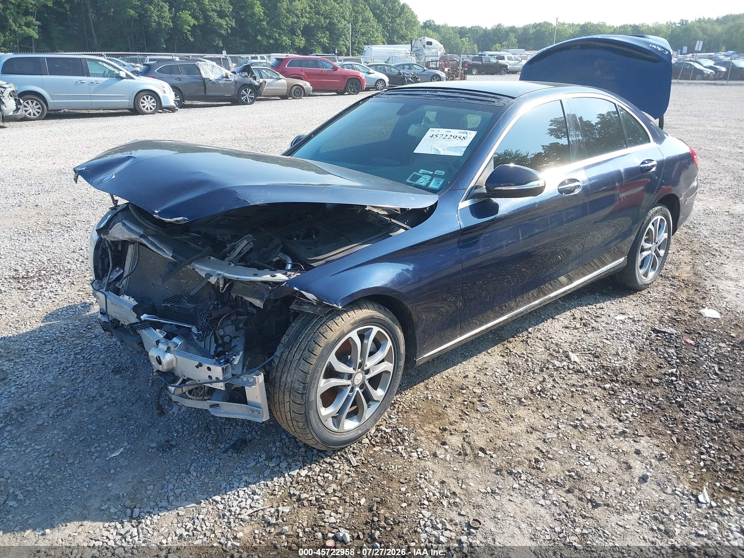 2015 Mercedes-benz C 300 4matic Blue vin: 55SWF4KB3FU094558