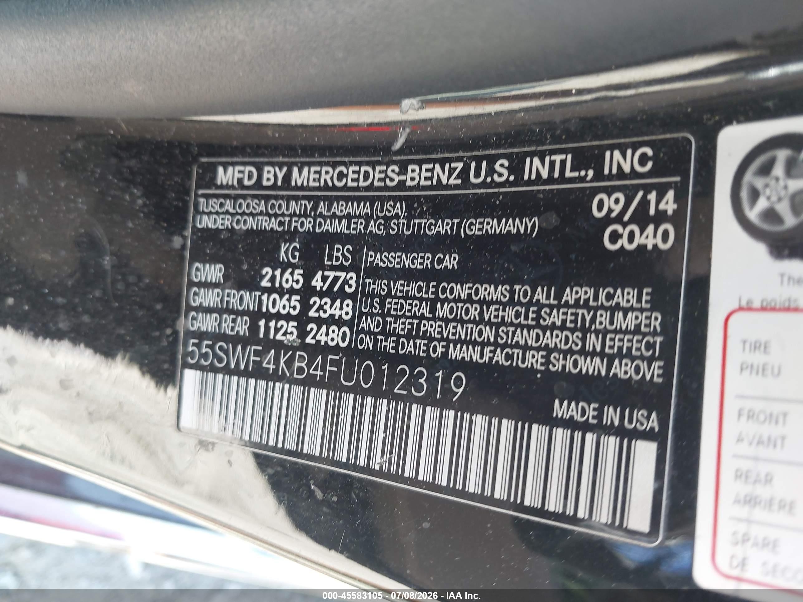 2015 Mercedes-benz C 300 4matic Black vin: 55SWF4KB4FU012319