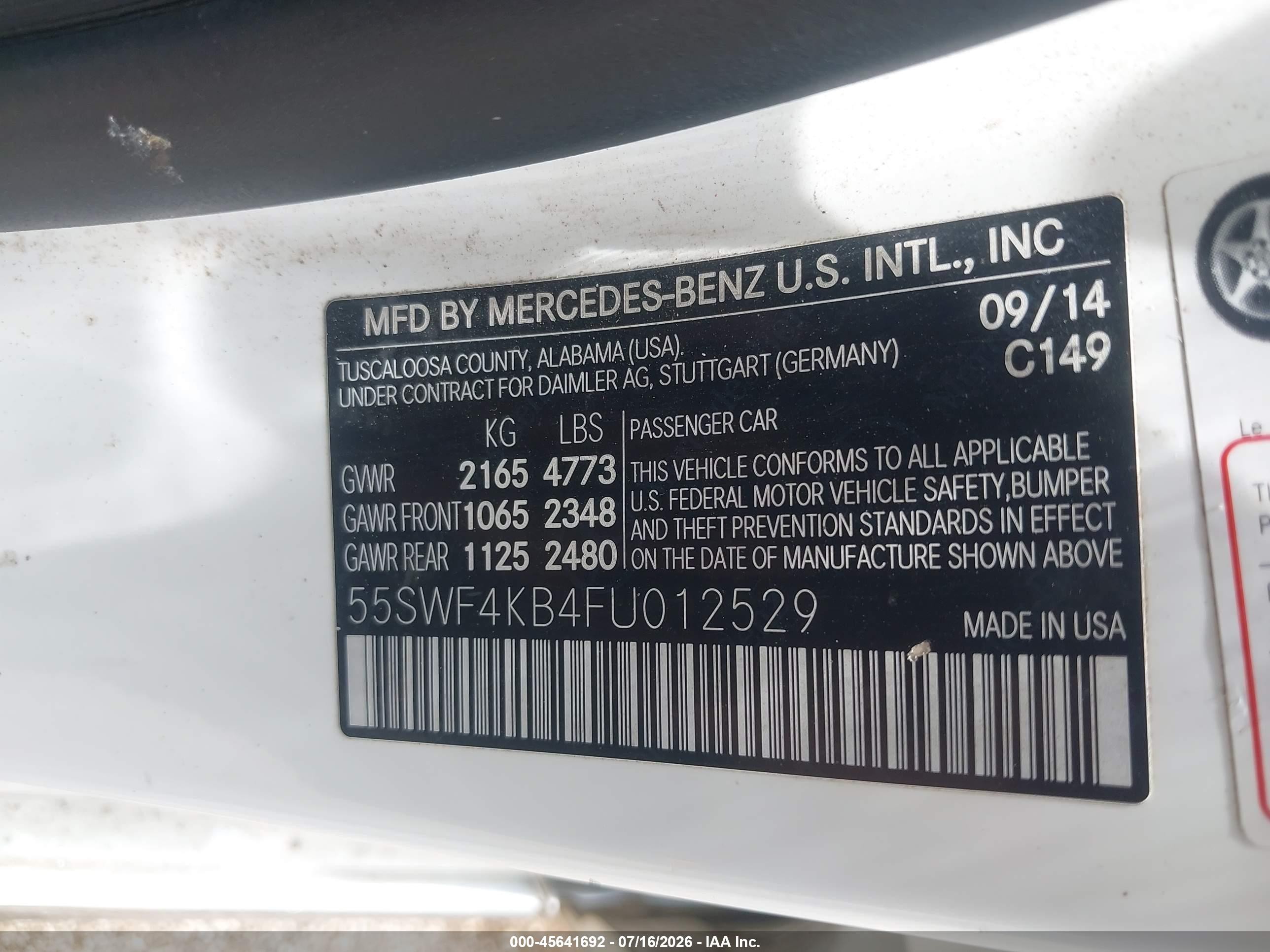 2015 Mercedes-benz C 300 4matic White vin: 55SWF4KB4FU012529