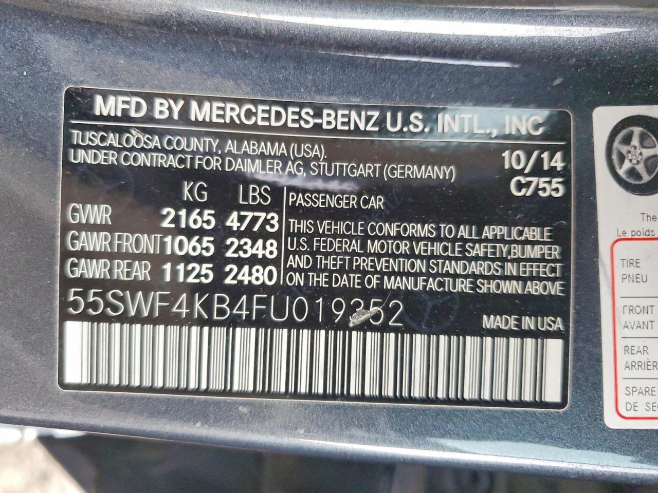 2015 Mercedes-benz C 300 4matic Gray vin: 55SWF4KB4FU019352