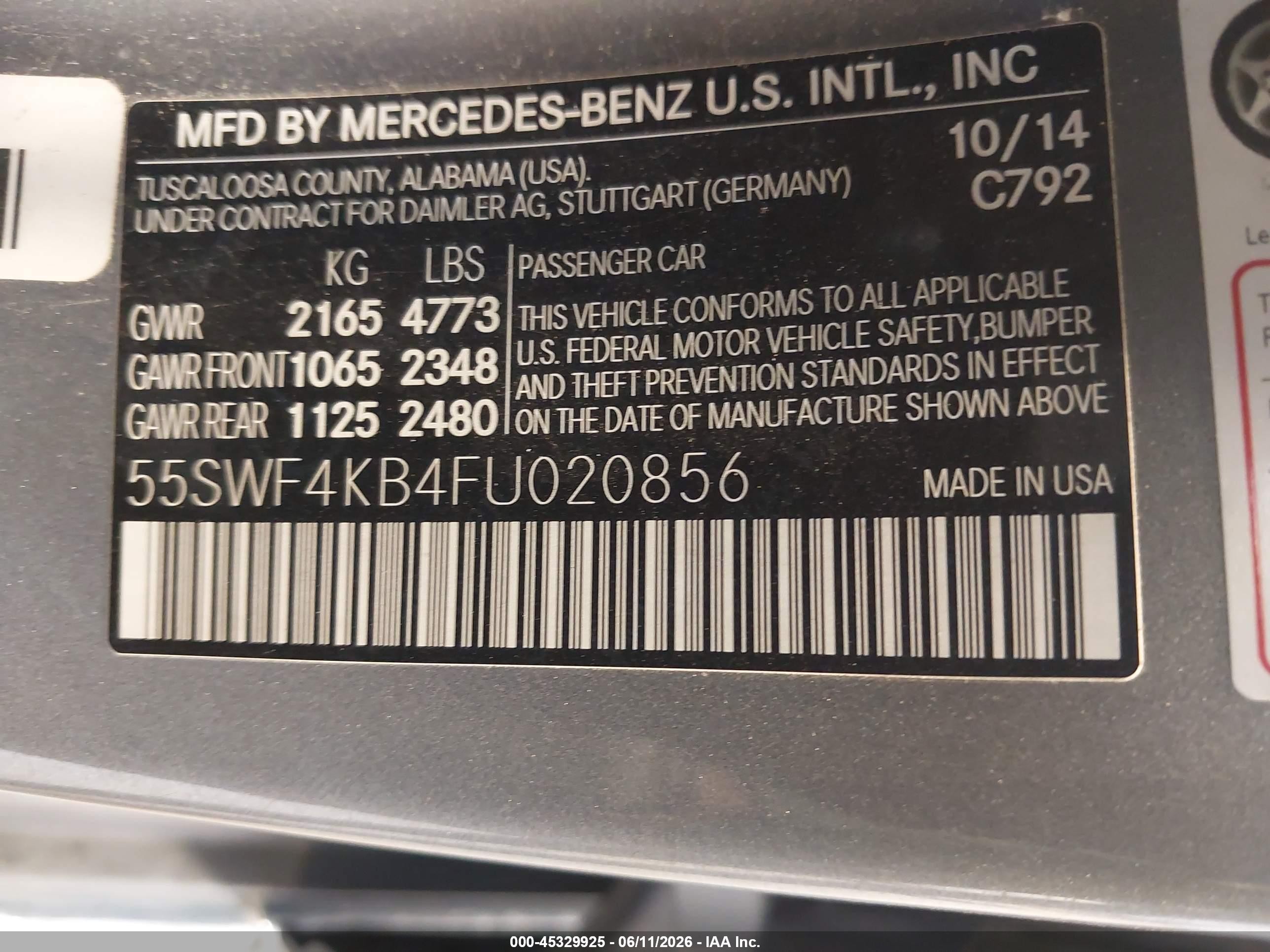 2015 Mercedes-benz C 300 4matic Gray vin: 55SWF4KB4FU020856