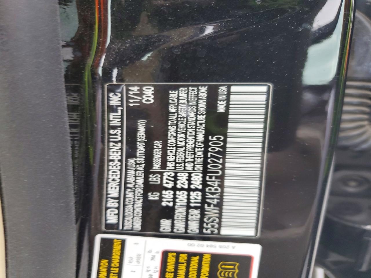 2015 Mercedes-benz C 300 4matic Black vin: 55SWF4KB4FU027905