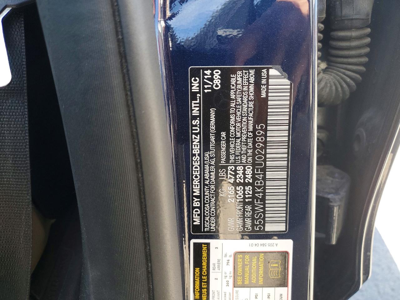 2015 Mercedes-benz C 300 4matic Blue vin: 55SWF4KB4FU029895