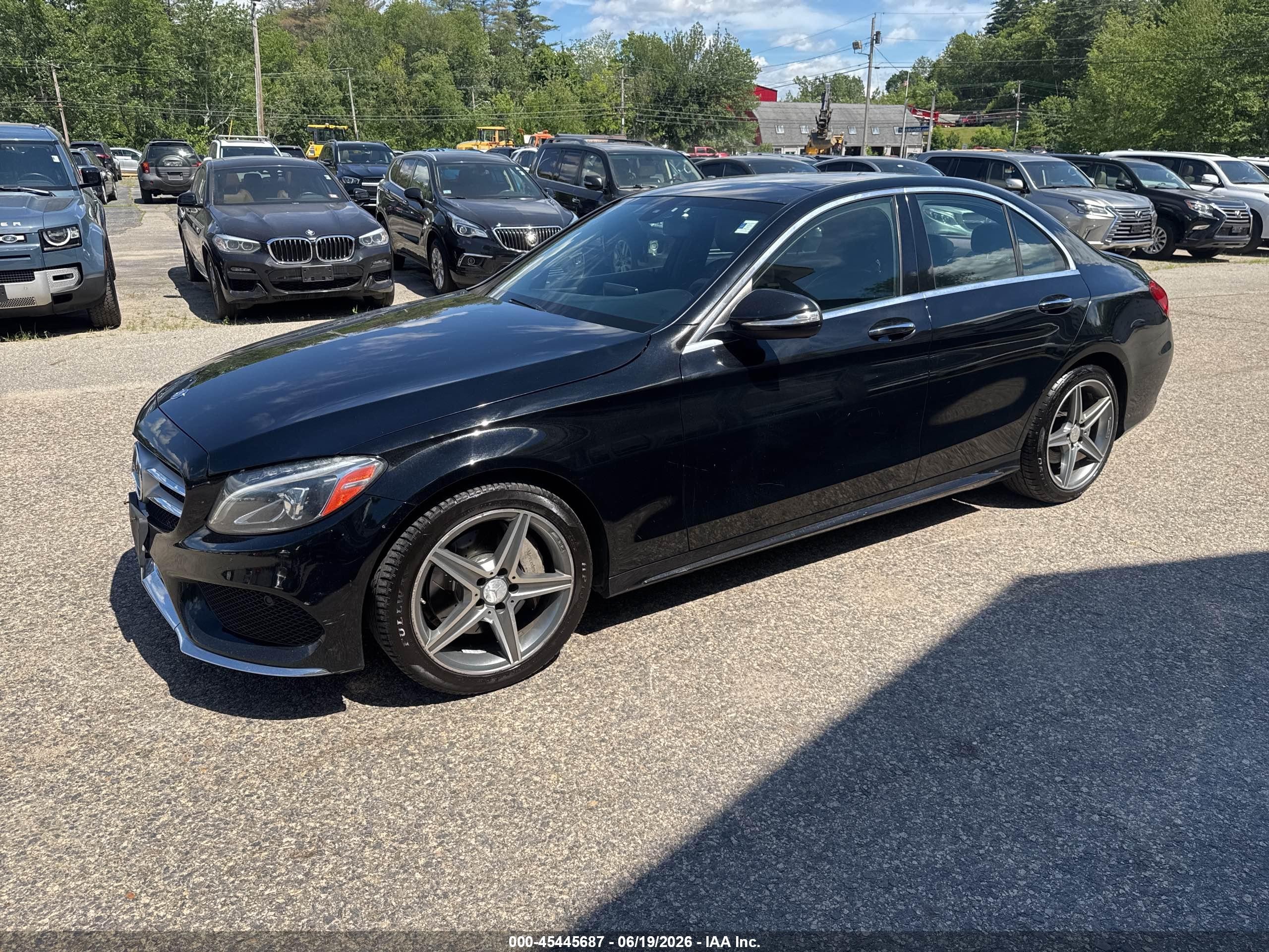 2015 Mercedes-benz C 300 Sport 4matic Black vin: 55SWF4KB4FU052464