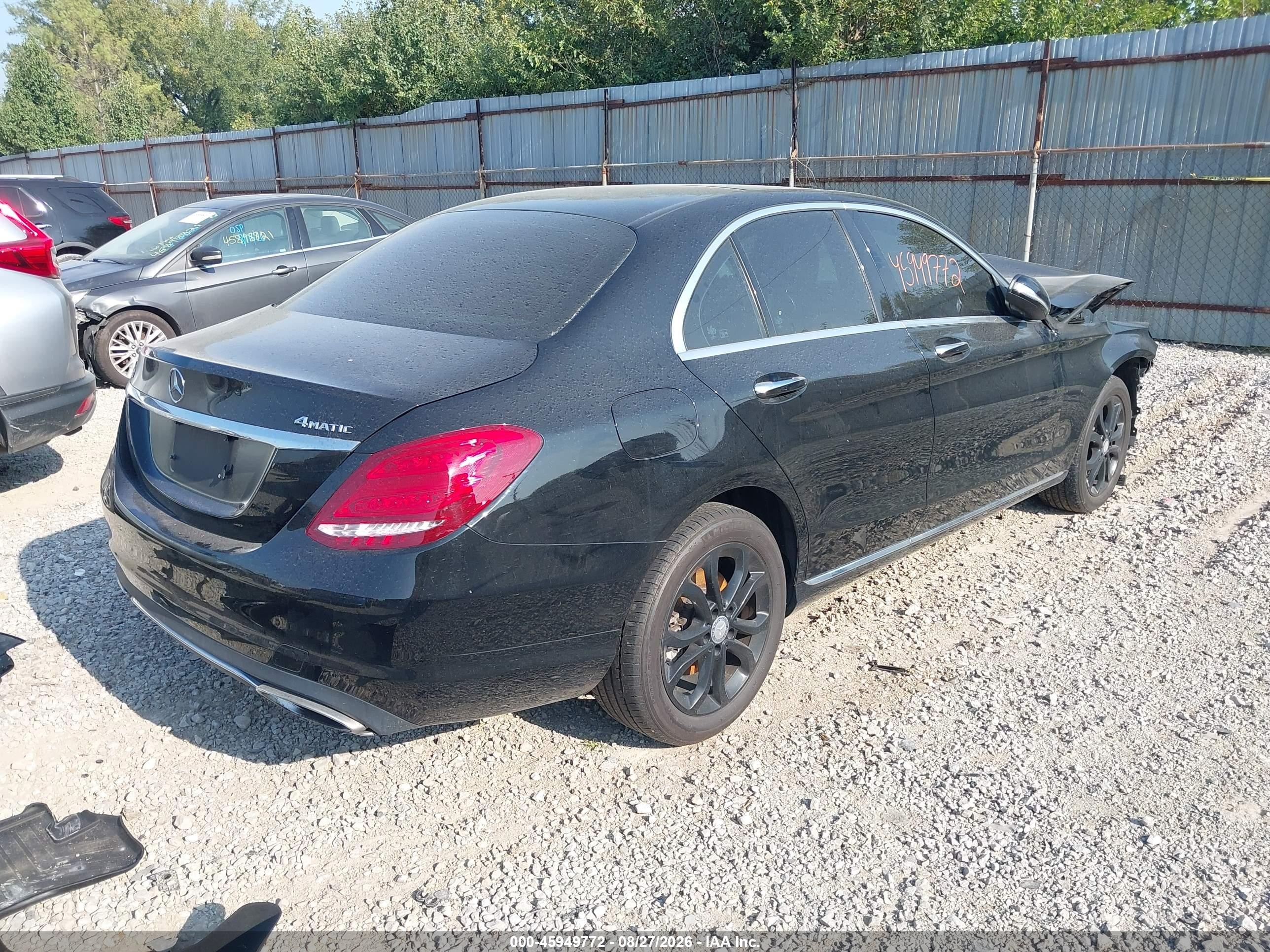 2015 Mercedes-benz C 300 4matic Black vin: 55SWF4KB4FU072553