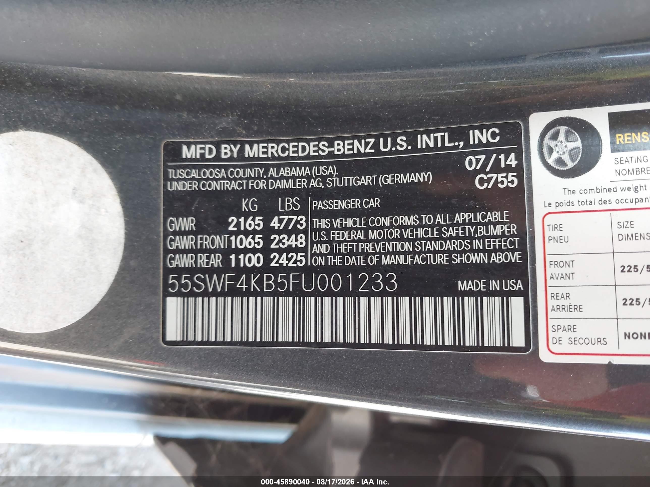2015 Mercedes-benz C 300 4matic Gray vin: 55SWF4KB5FU001233