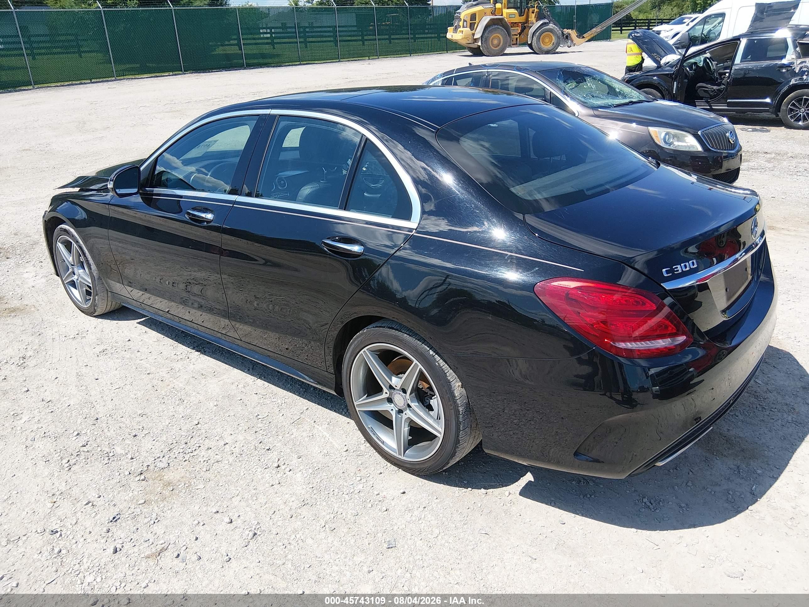 2015 Mercedes-benz C 300 Sport 4matic Black vin: 55SWF4KB5FU013043