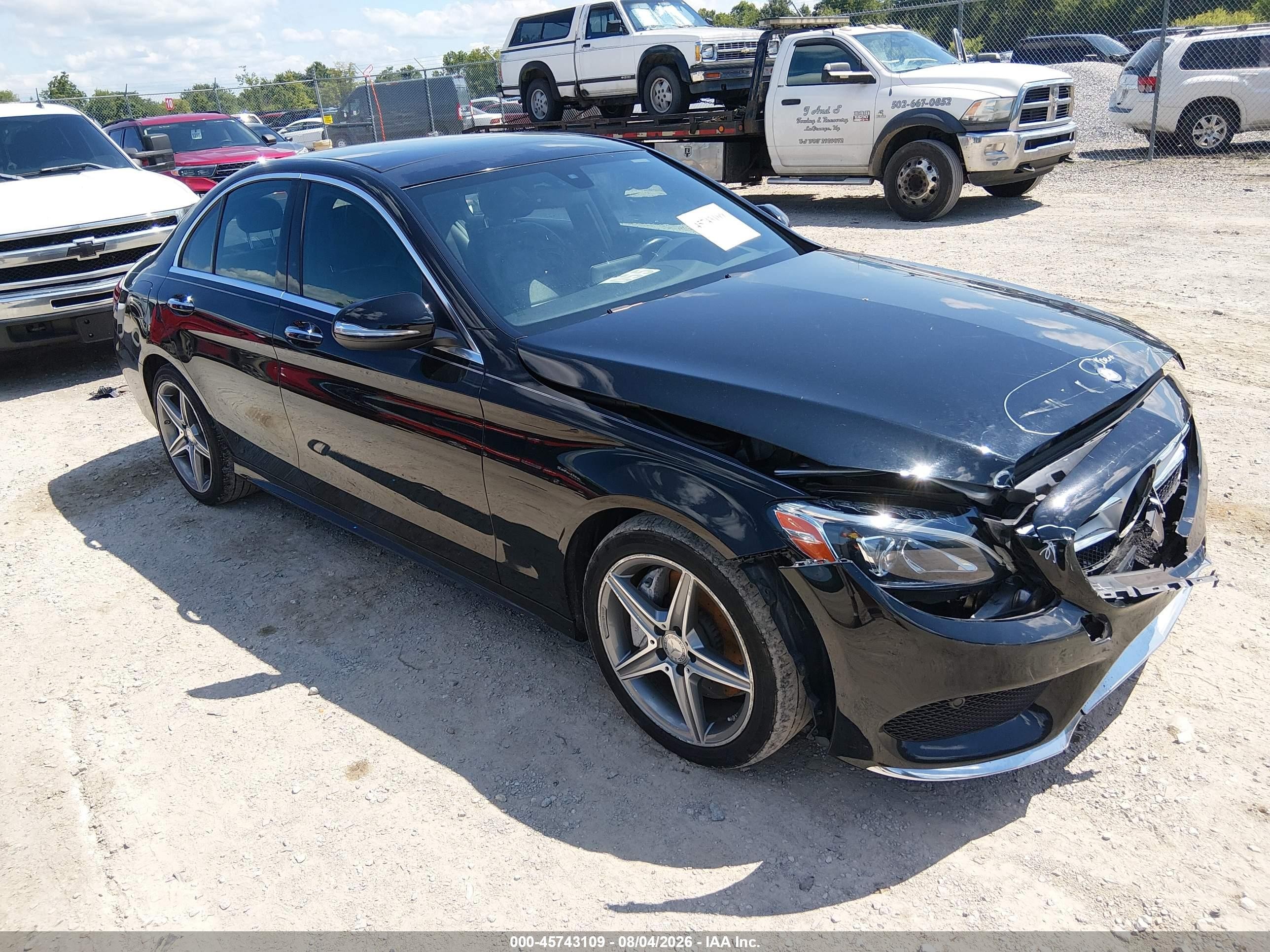 2015 Mercedes-benz C 300 Sport 4matic Black vin: 55SWF4KB5FU013043
