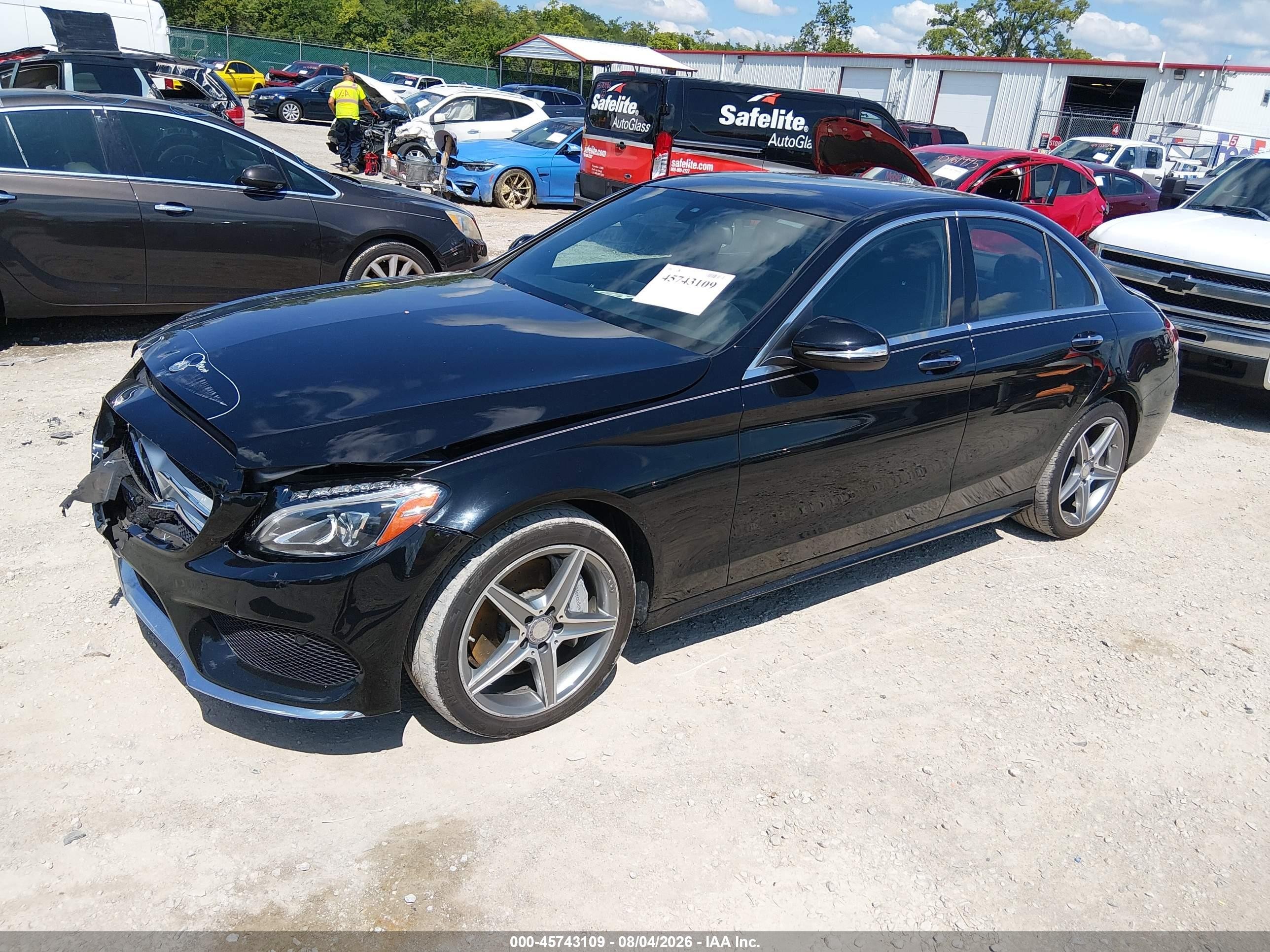 2015 Mercedes-benz C 300 Sport 4matic Black vin: 55SWF4KB5FU013043