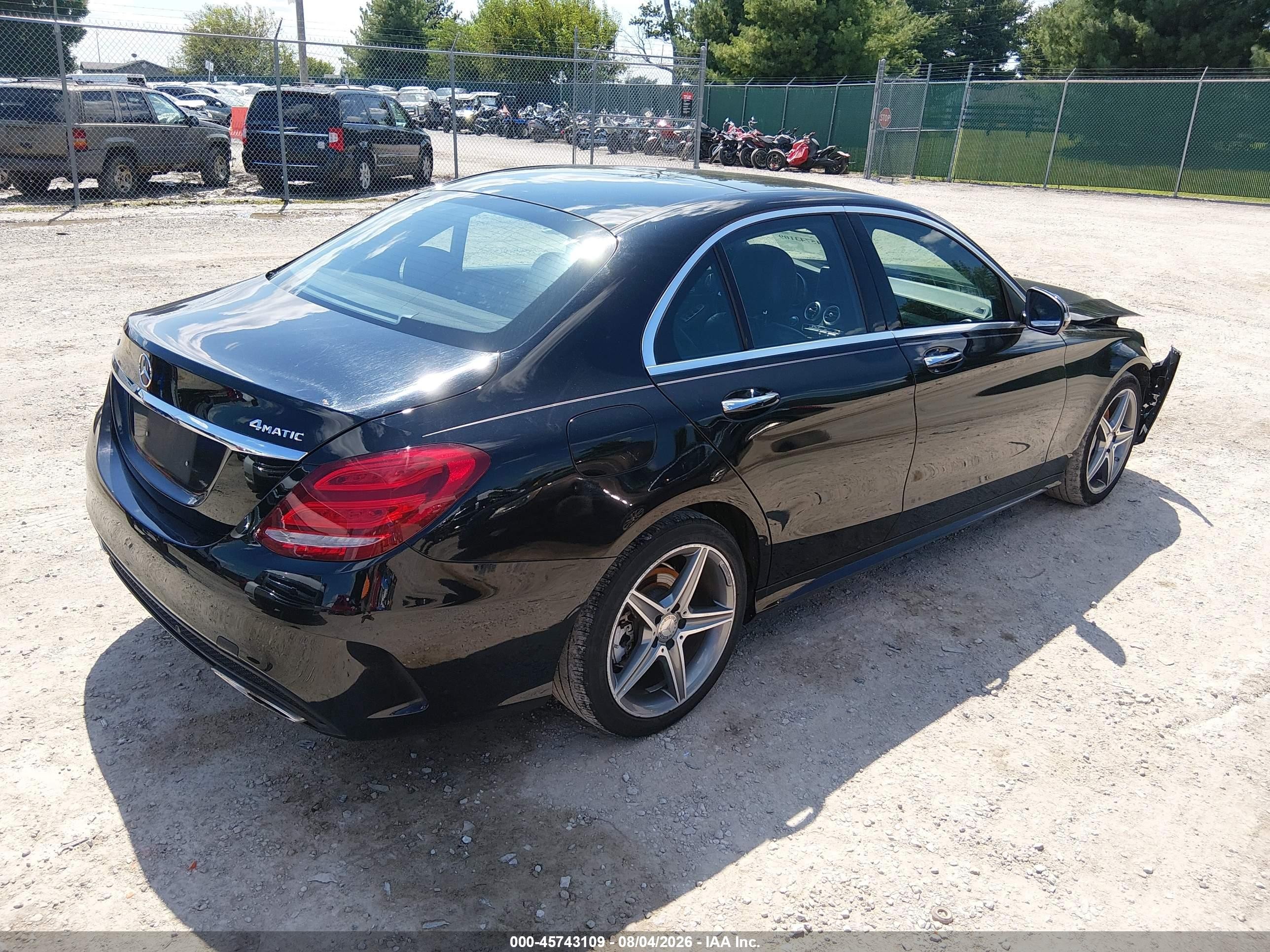2015 Mercedes-benz C 300 Sport 4matic Black vin: 55SWF4KB5FU013043