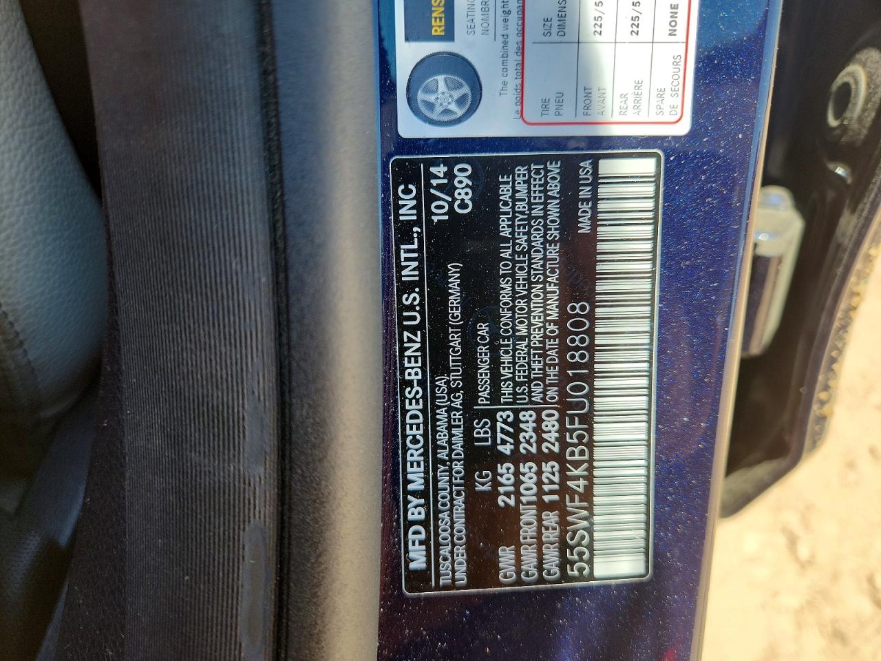 2015 Mercedes-benz C 300 4matic Blue vin: 55SWF4KB5FU018808