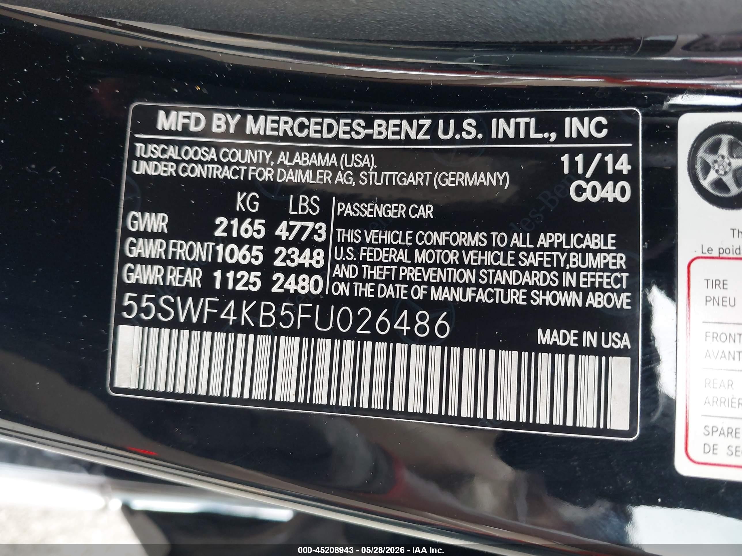 2015 Mercedes-benz C 300 4matic Черный vin: 55SWF4KB5FU026486