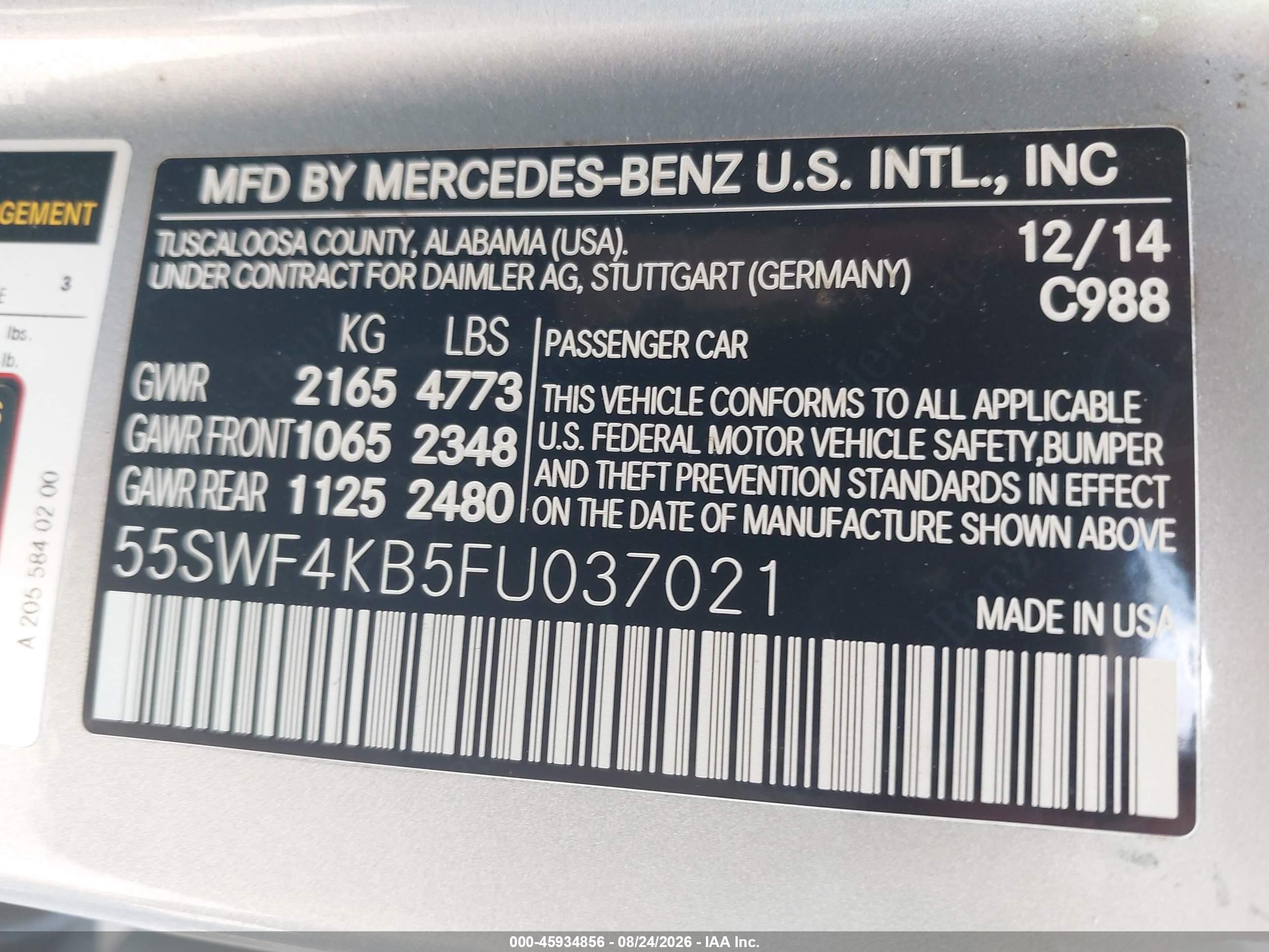 2015 Mercedes-benz C 300 4matic Silver vin: 55SWF4KB5FU037021