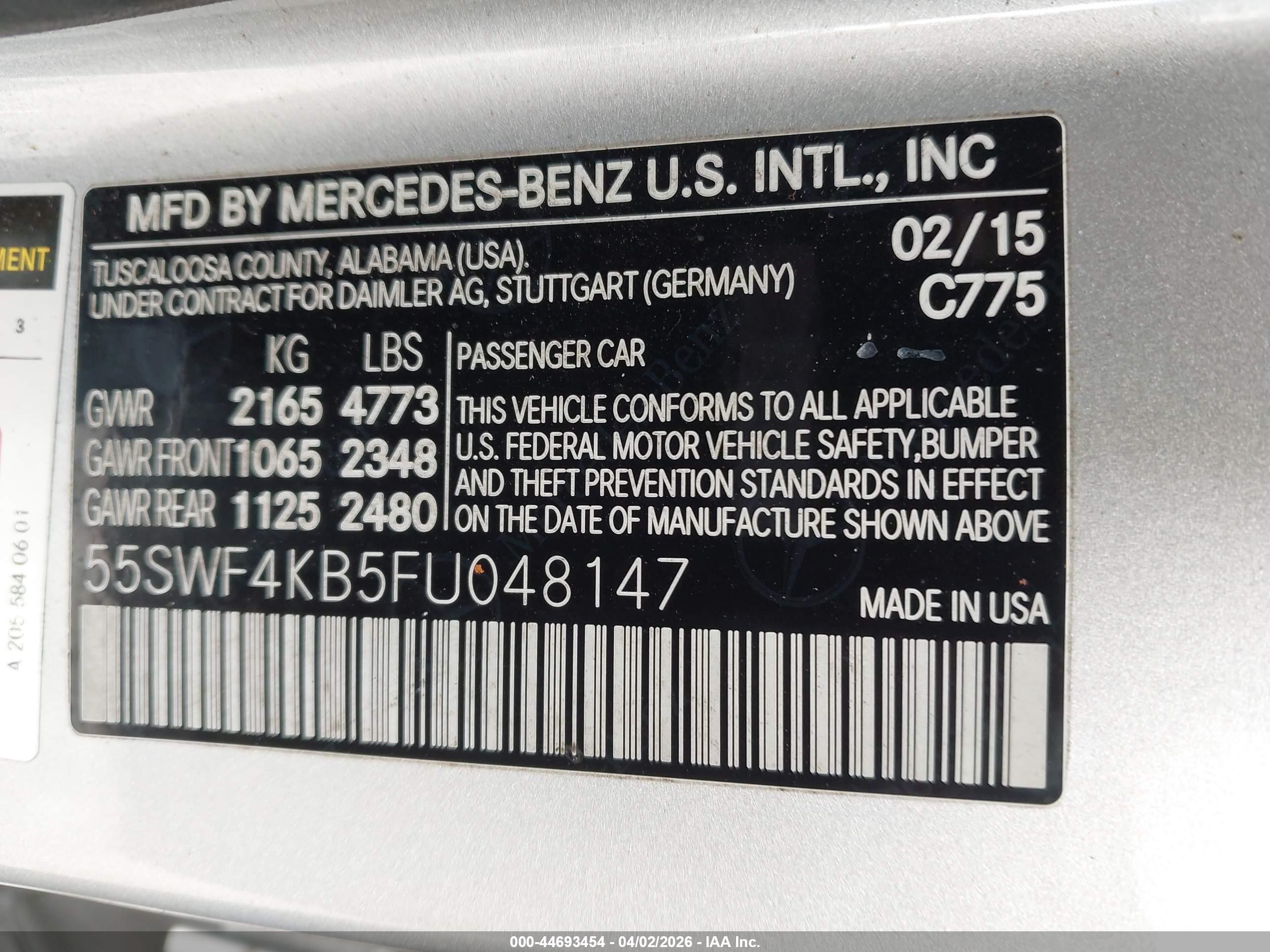 2015 Mercedes-benz C 300 Sport 4matic Silver vin: 55SWF4KB5FU048147