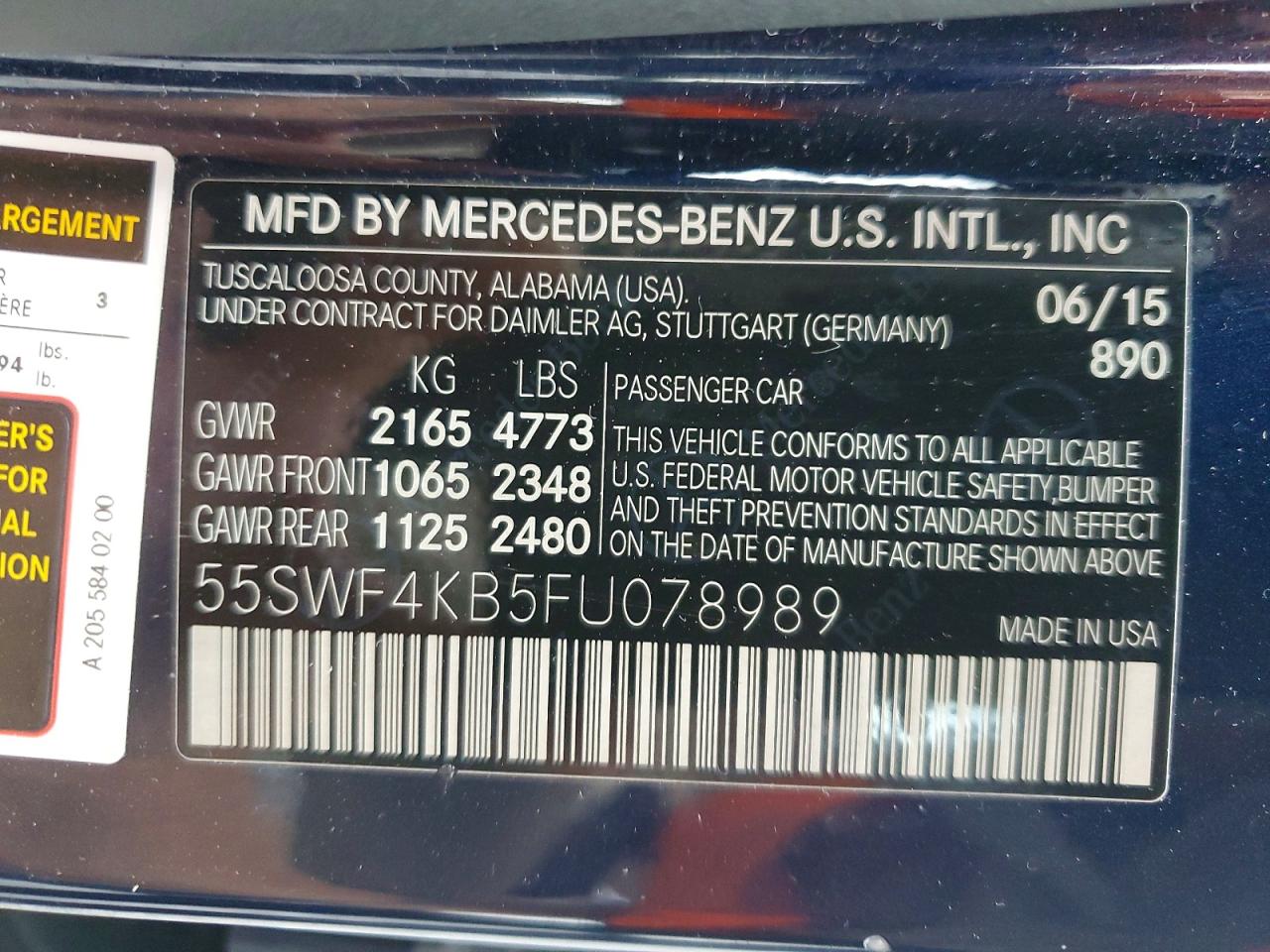 2015 Mercedes-benz C 300 4matic Blue vin: 55SWF4KB5FU078989