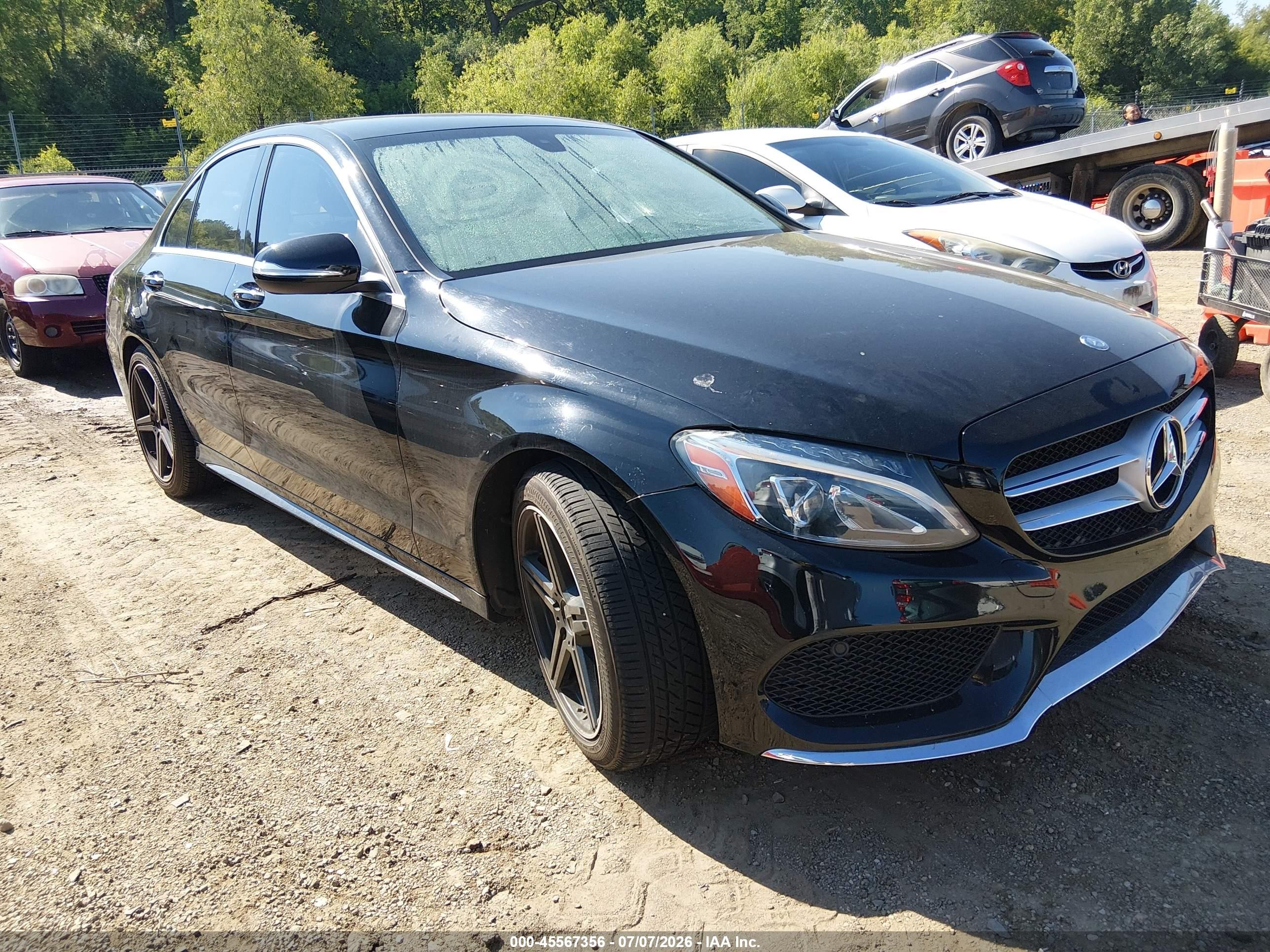 2015 Mercedes-benz C 300 Sport 4matic Black vin: 55SWF4KB5FU080502