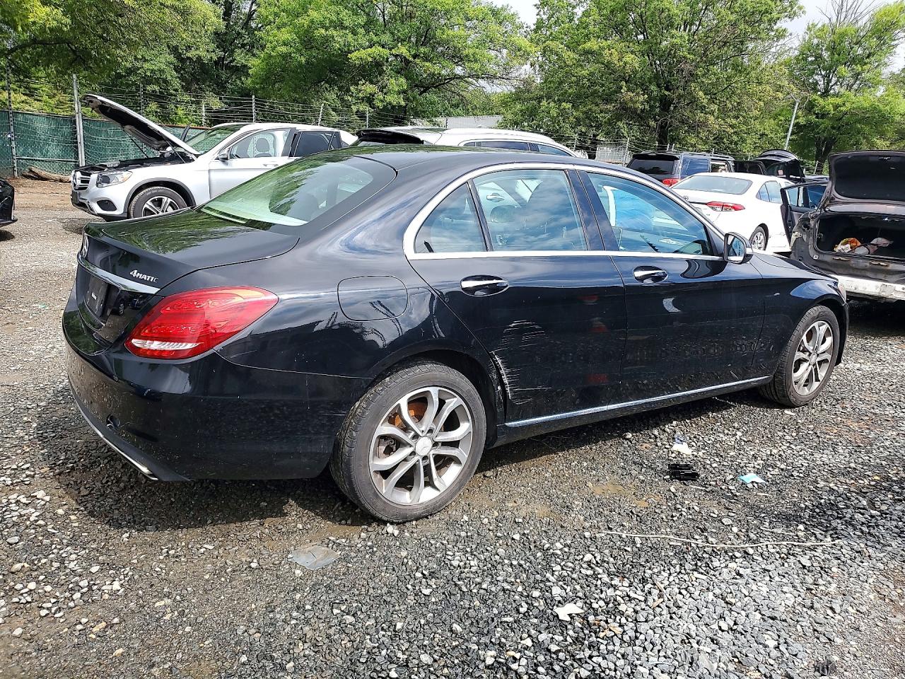 2015 Mercedes-benz C 300 4matic Black vin: 55SWF4KB5FU082735