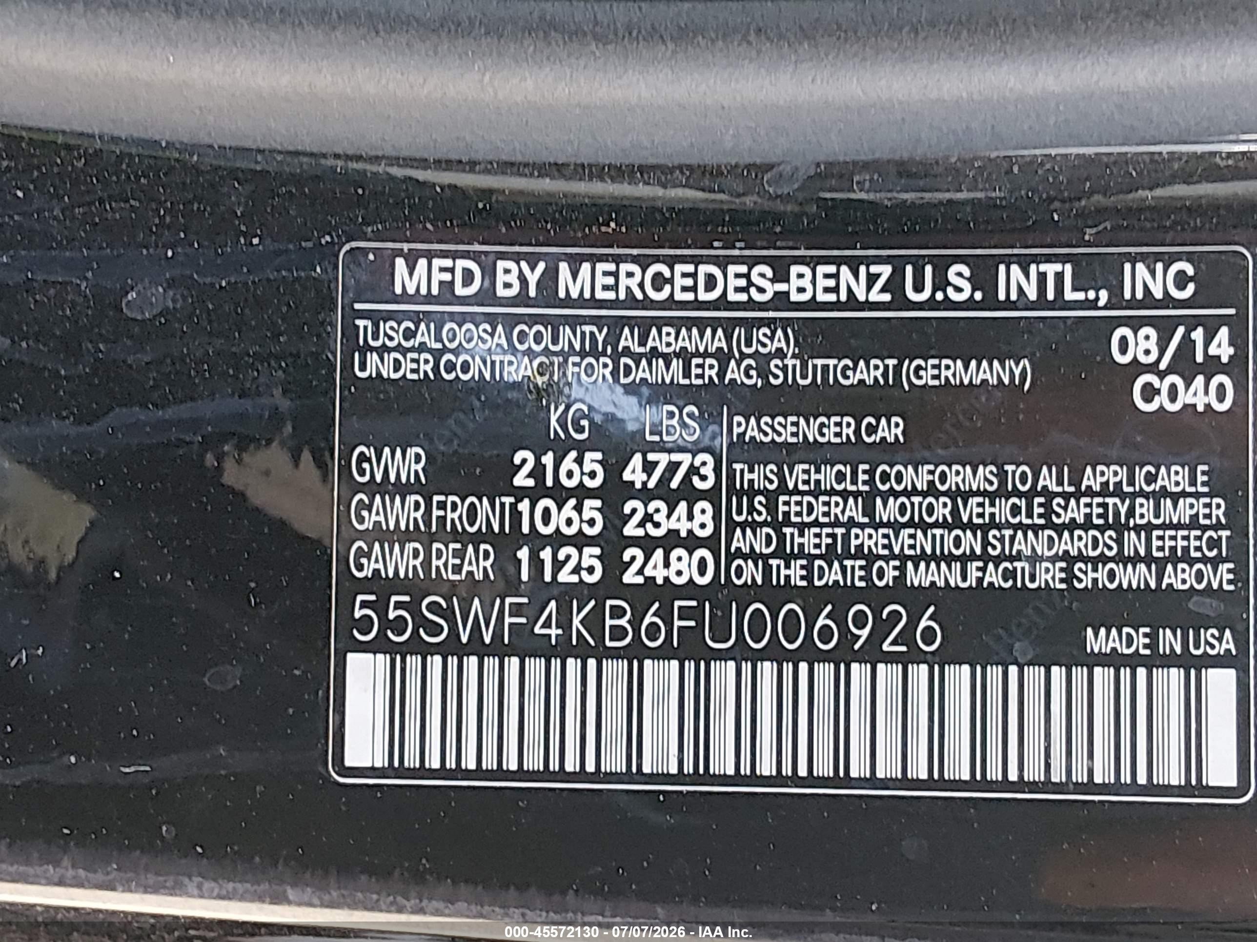 2015 Mercedes-benz C 300 4matic/luxury 4matic/sport 4matic Black vin: 55SWF4KB6FU006926