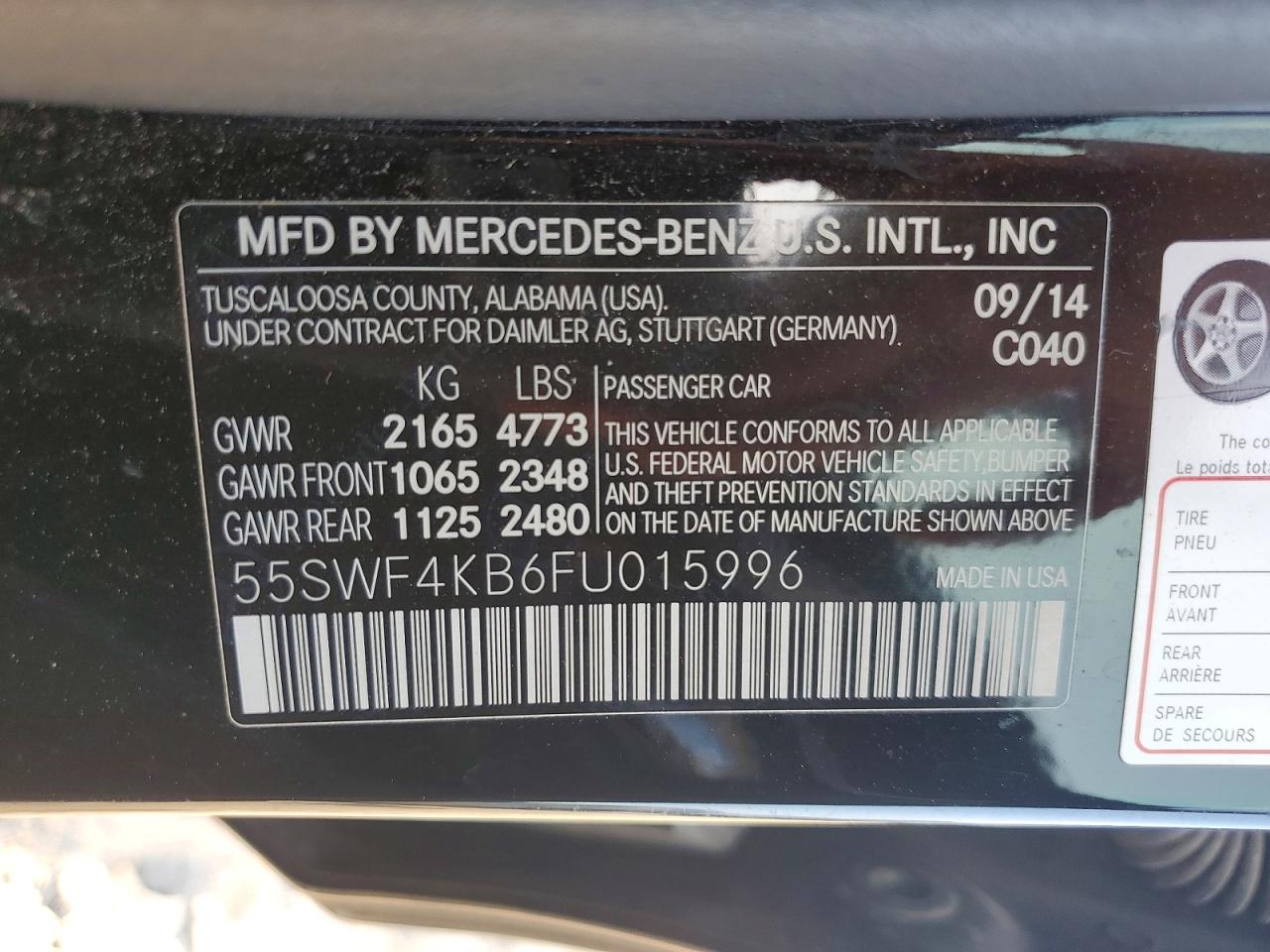 2015 Mercedes-benz C 300 4matic Черный vin: 55SWF4KB6FU015996