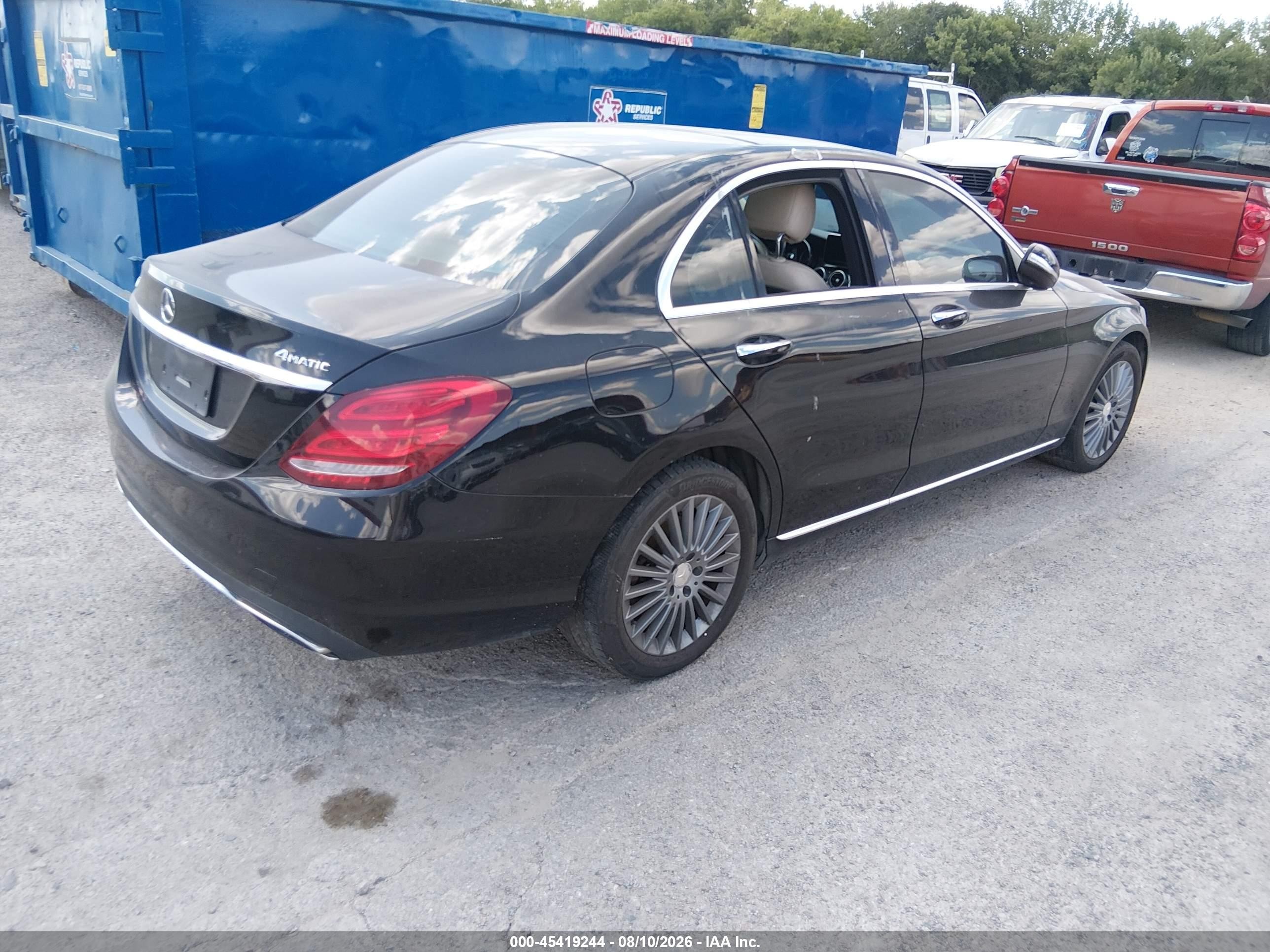 2015 Mercedes-benz C 300 4matic Black vin: 55SWF4KB6FU018588