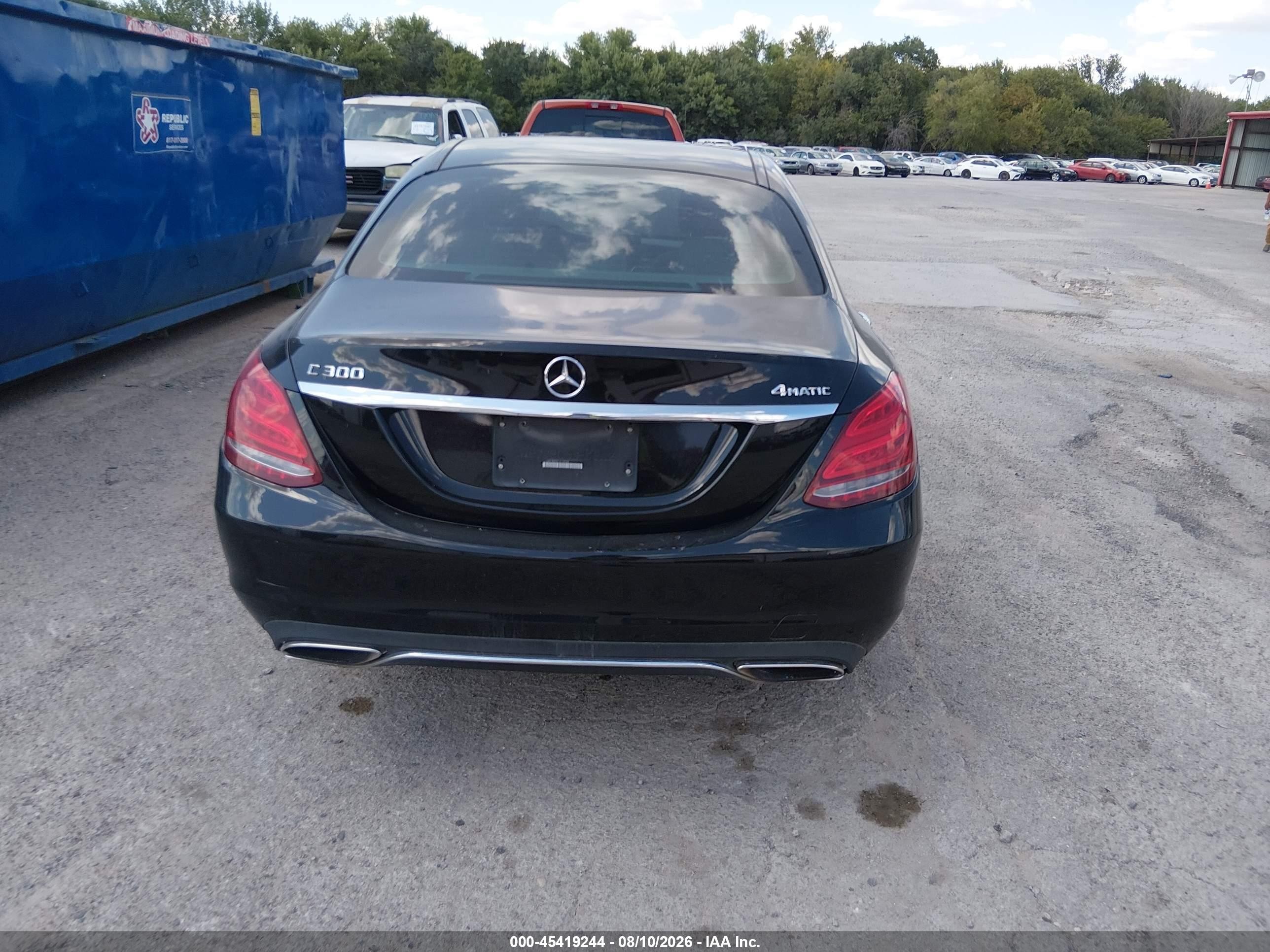 2015 Mercedes-benz C 300 4matic Black vin: 55SWF4KB6FU018588