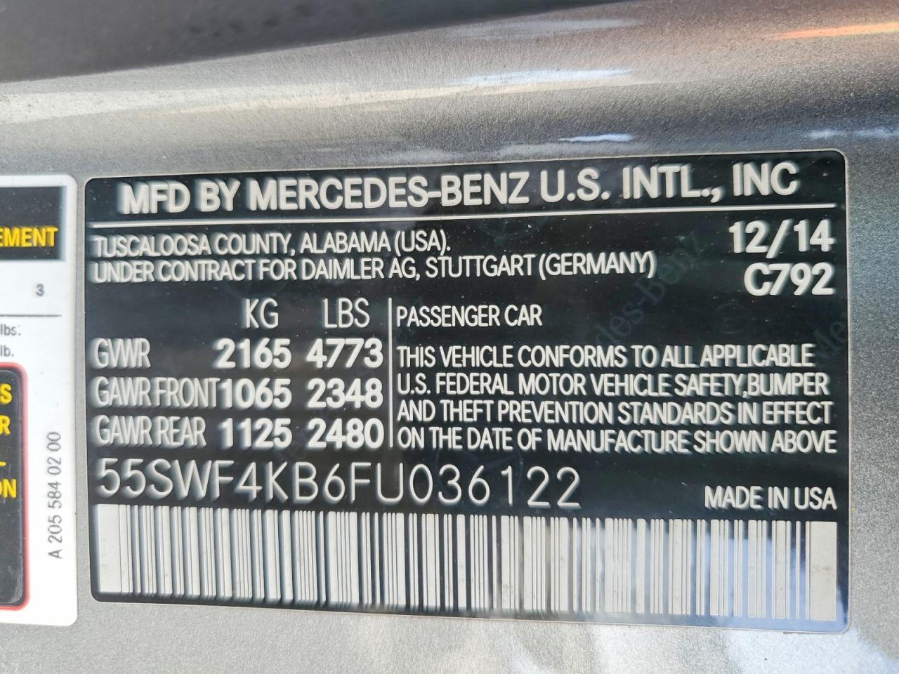 2015 Mercedes-benz C 300 4matic Silver vin: 55SWF4KB6FU036122