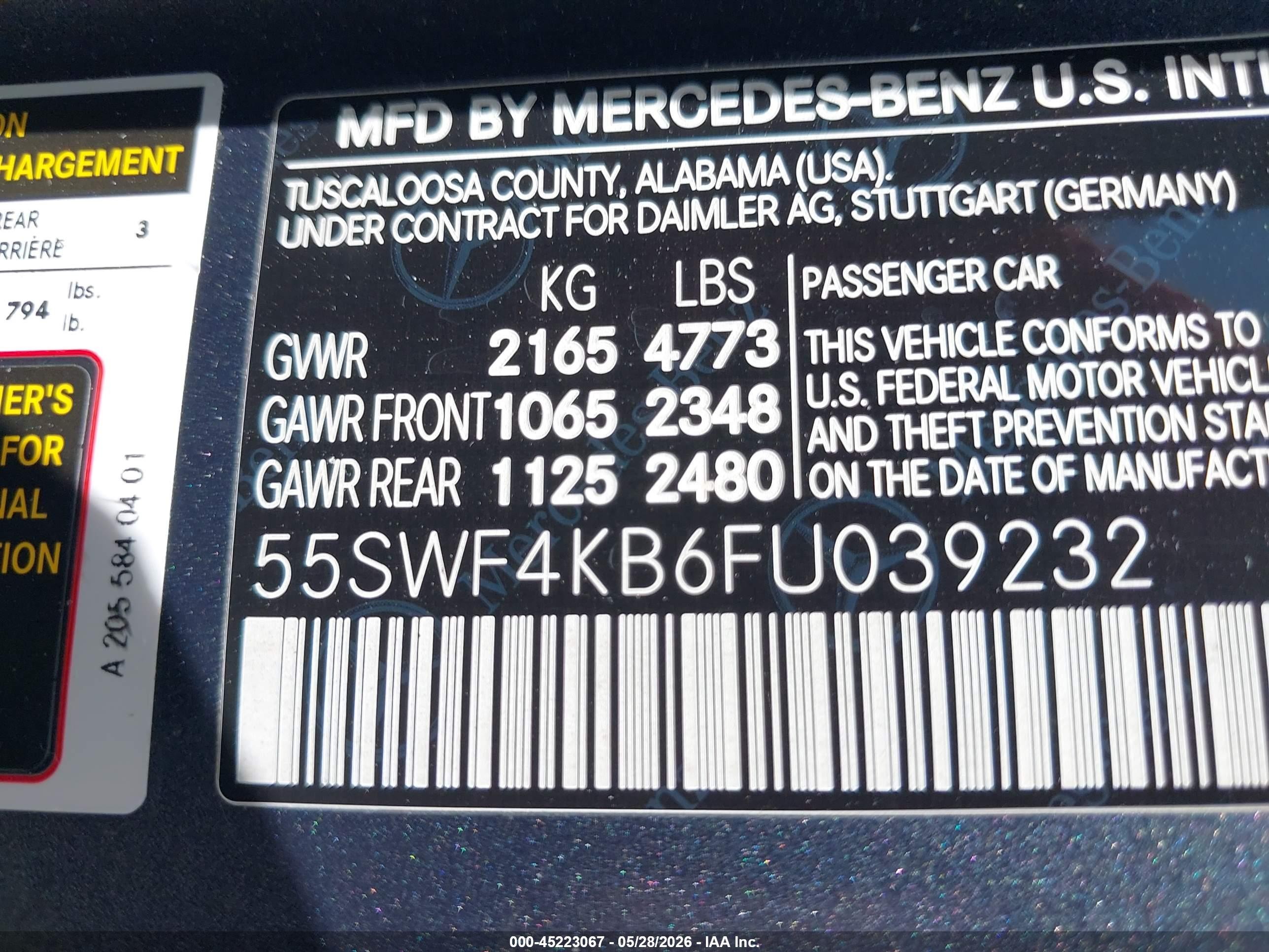 2015 Mercedes-benz C 300 4matic Gray vin: 55SWF4KB6FU039232