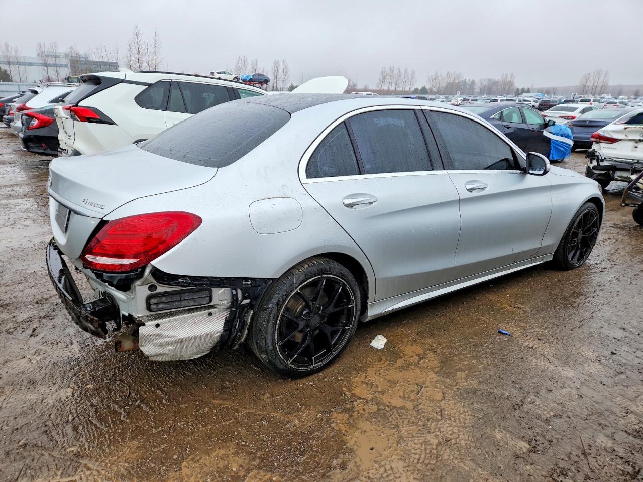 2015 Mercedes-benz C 300 4matic Silver vin: 55SWF4KB6FU045001