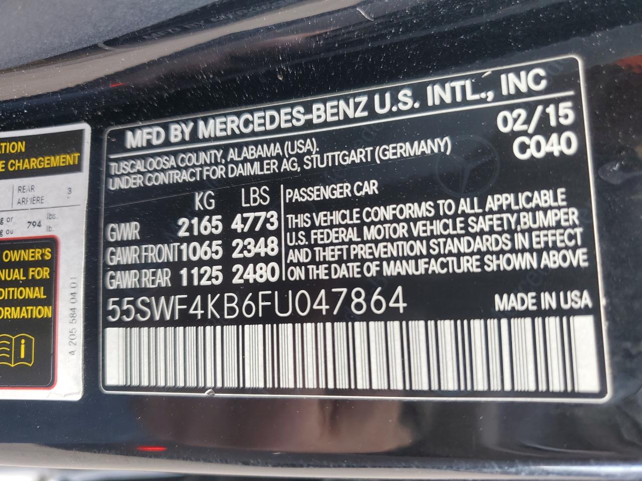 2015 Mercedes-benz C 300 4matic Черный vin: 55SWF4KB6FU047864