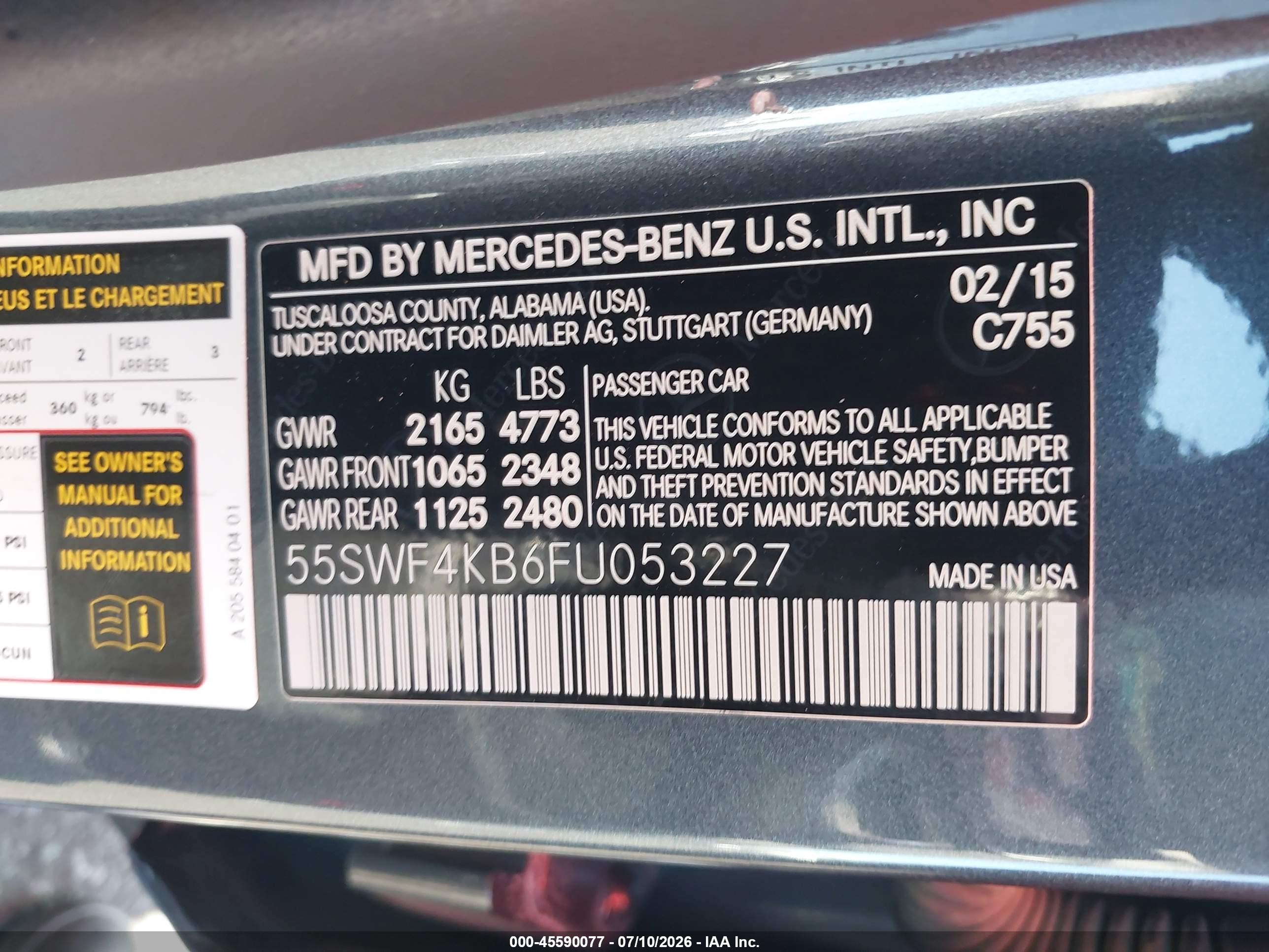 2015 Mercedes-benz C 300 4matic Gray vin: 55SWF4KB6FU053227