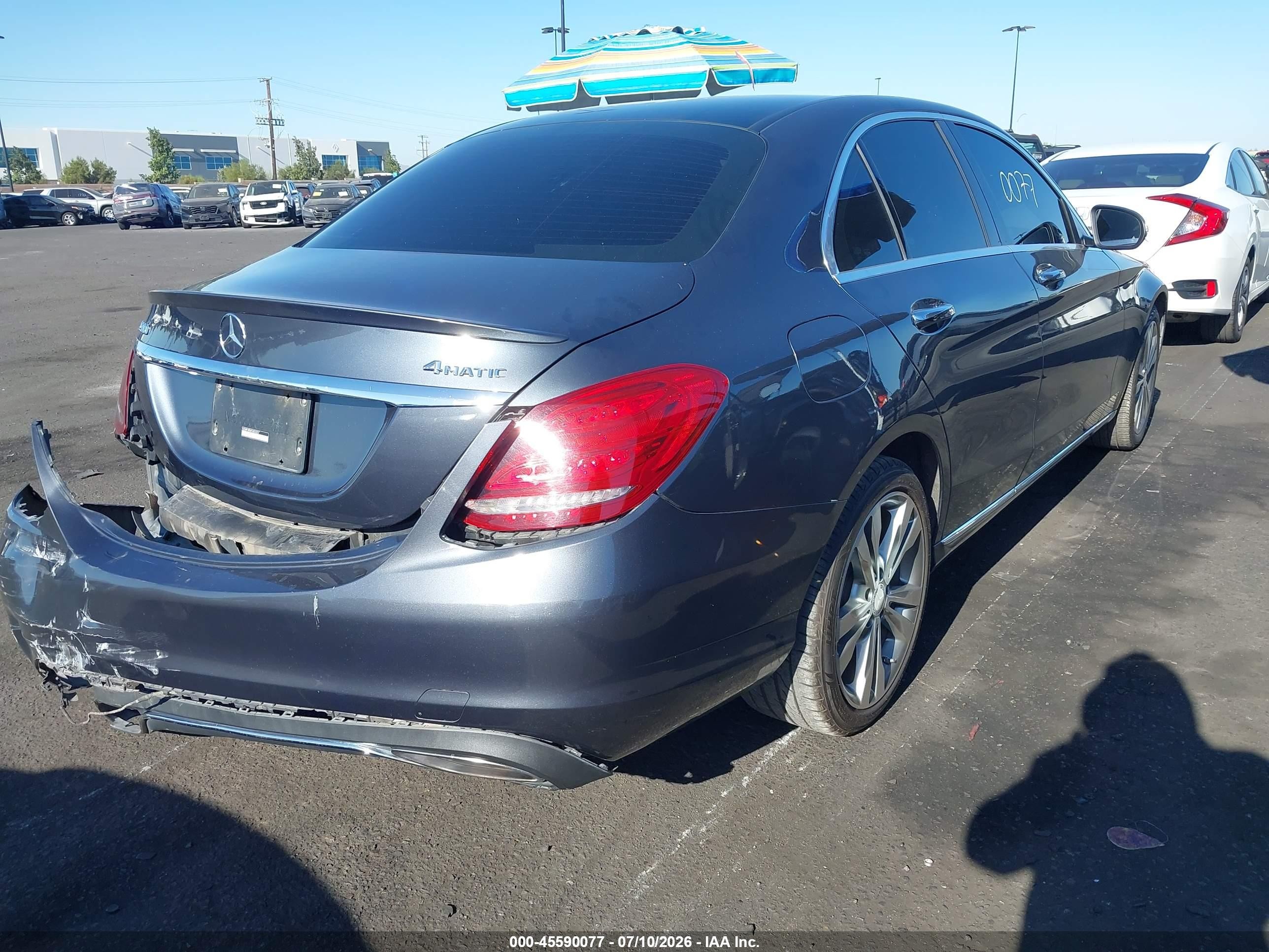 2015 Mercedes-benz C 300 4matic Gray vin: 55SWF4KB6FU053227