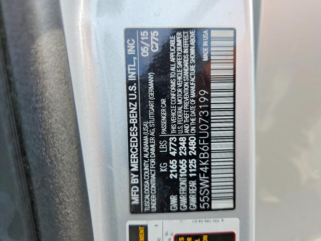 2015 Mercedes-benz C 300 4matic Silver vin: 55SWF4KB6FU073199