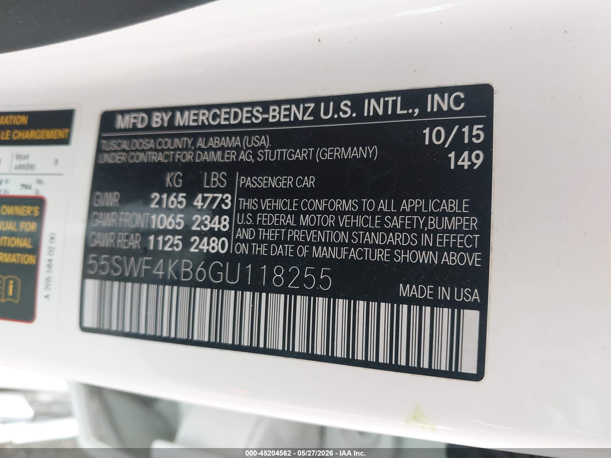 2016 Mercedes-benz C 300 4matic Белый vin: 55SWF4KB6GU118255