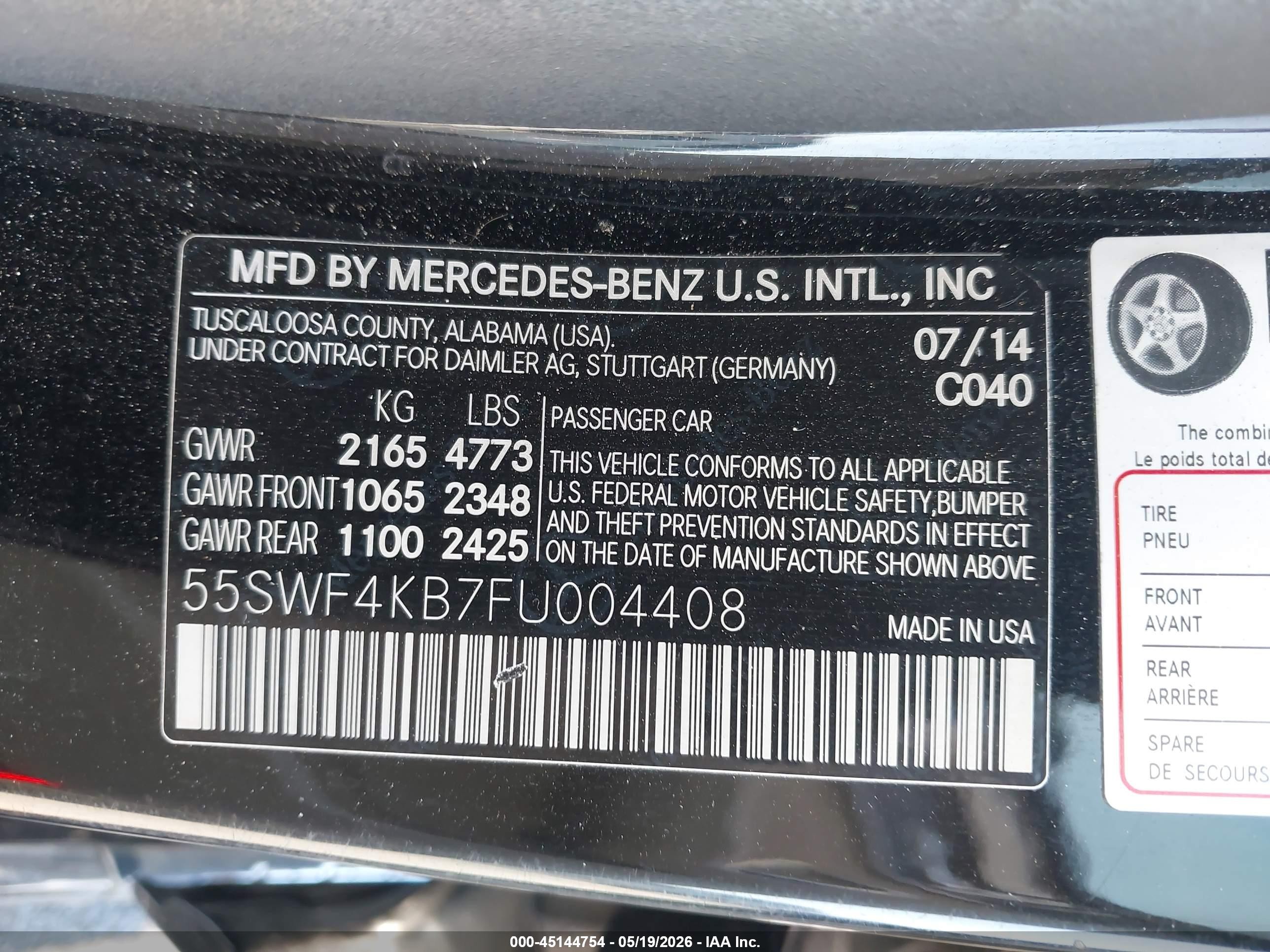 2015 Mercedes-benz C 300 4matic Black vin: 55SWF4KB7FU004408