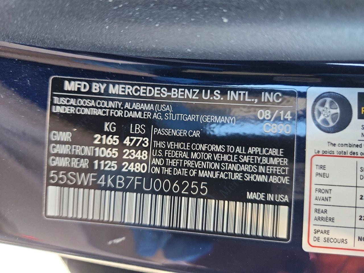 2015 Mercedes-benz C 300 4matic Blue vin: 55SWF4KB7FU006255