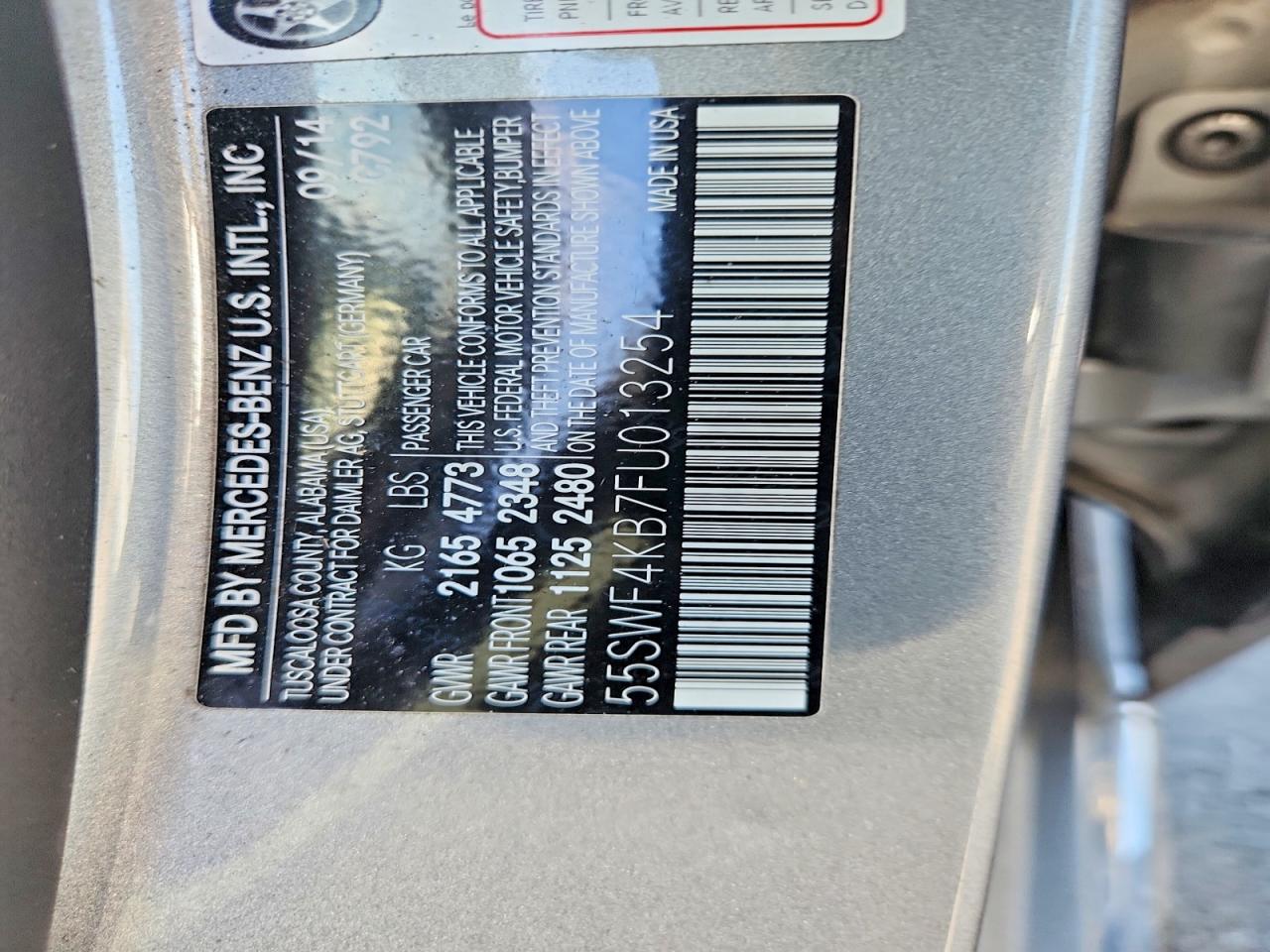 2015 Mercedes-benz C 300 4matic Gray vin: 55SWF4KB7FU013254