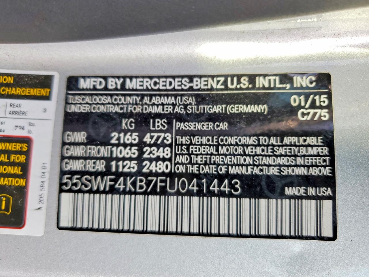 2015 Mercedes-benz C 300 4matic Silver vin: 55SWF4KB7FU041443