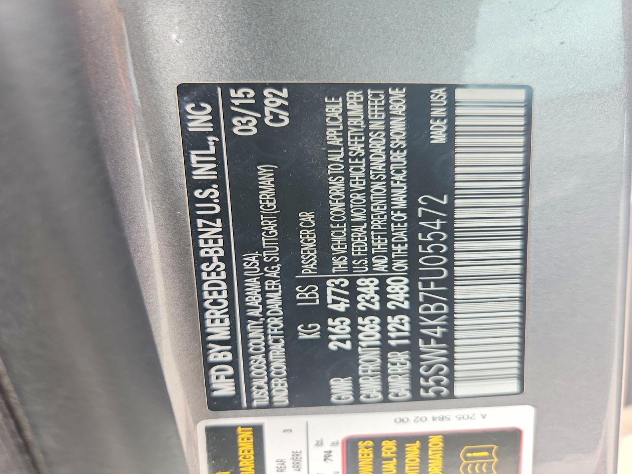 2015 Mercedes-benz C 300 4matic Silver vin: 55SWF4KB7FU055472
