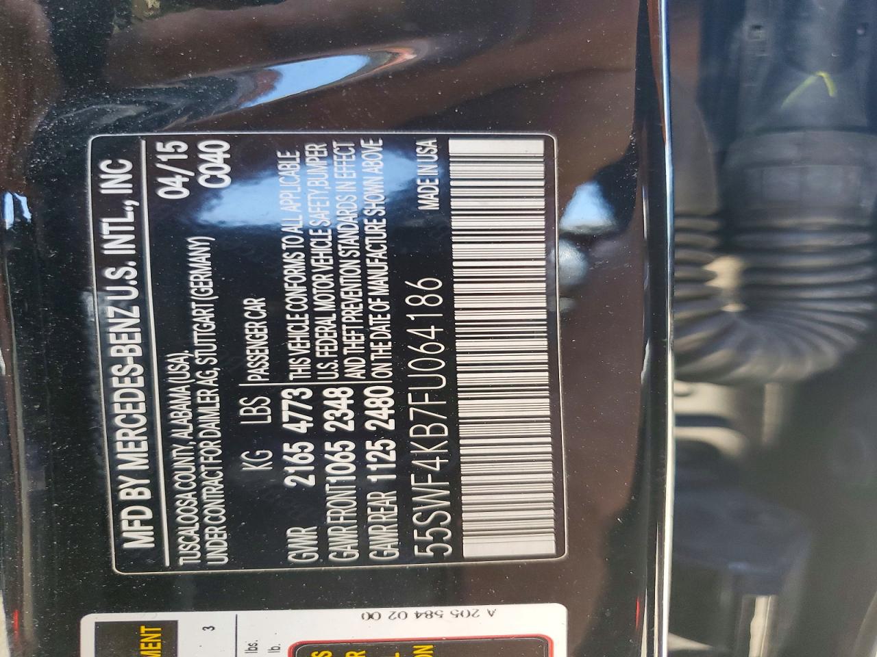 2015 Mercedes-benz C 300 4matic Black vin: 55SWF4KB7FU064186