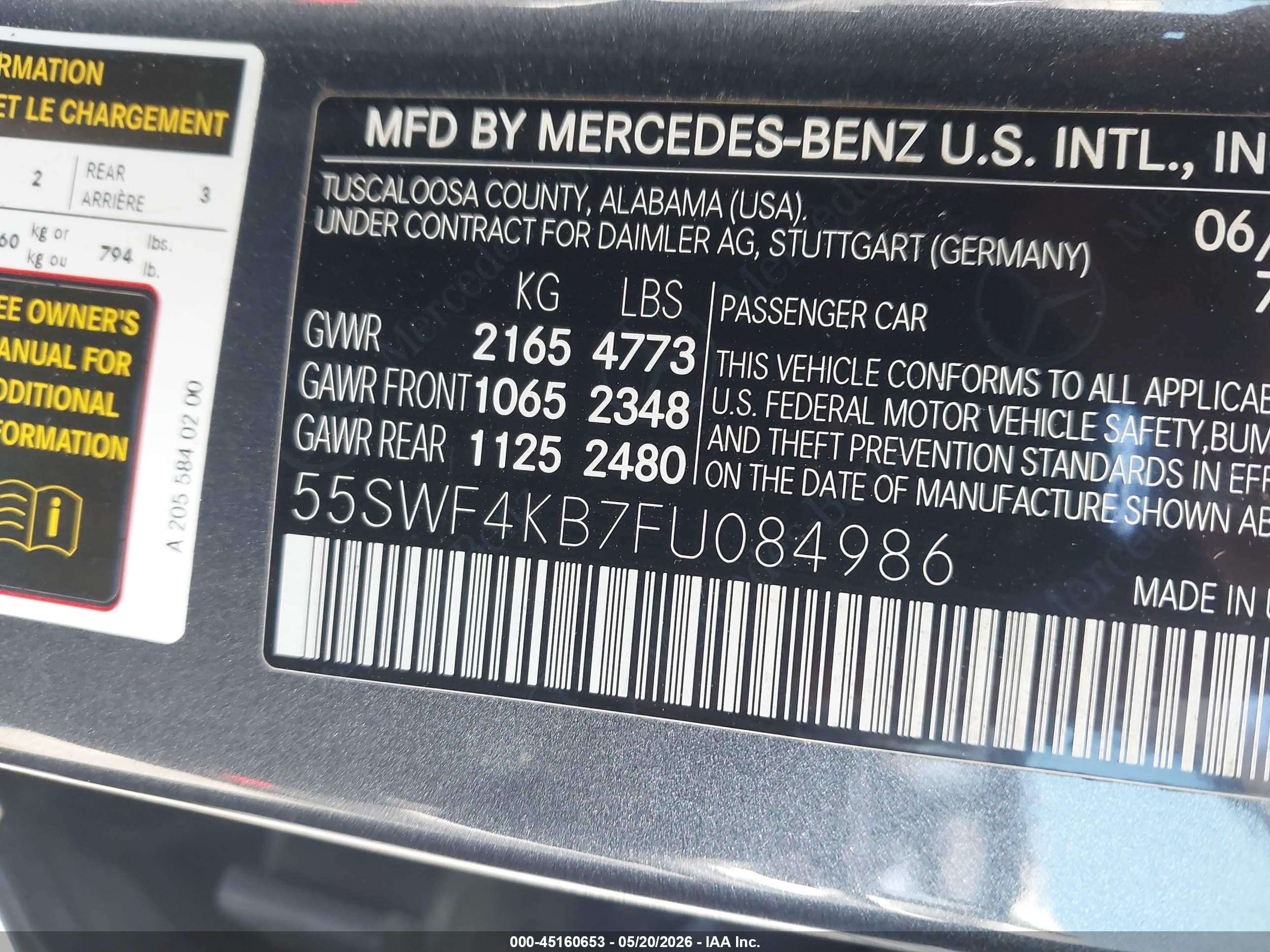 2015 Mercedes-benz C 300 4matic Navy vin: 55SWF4KB7FU084986