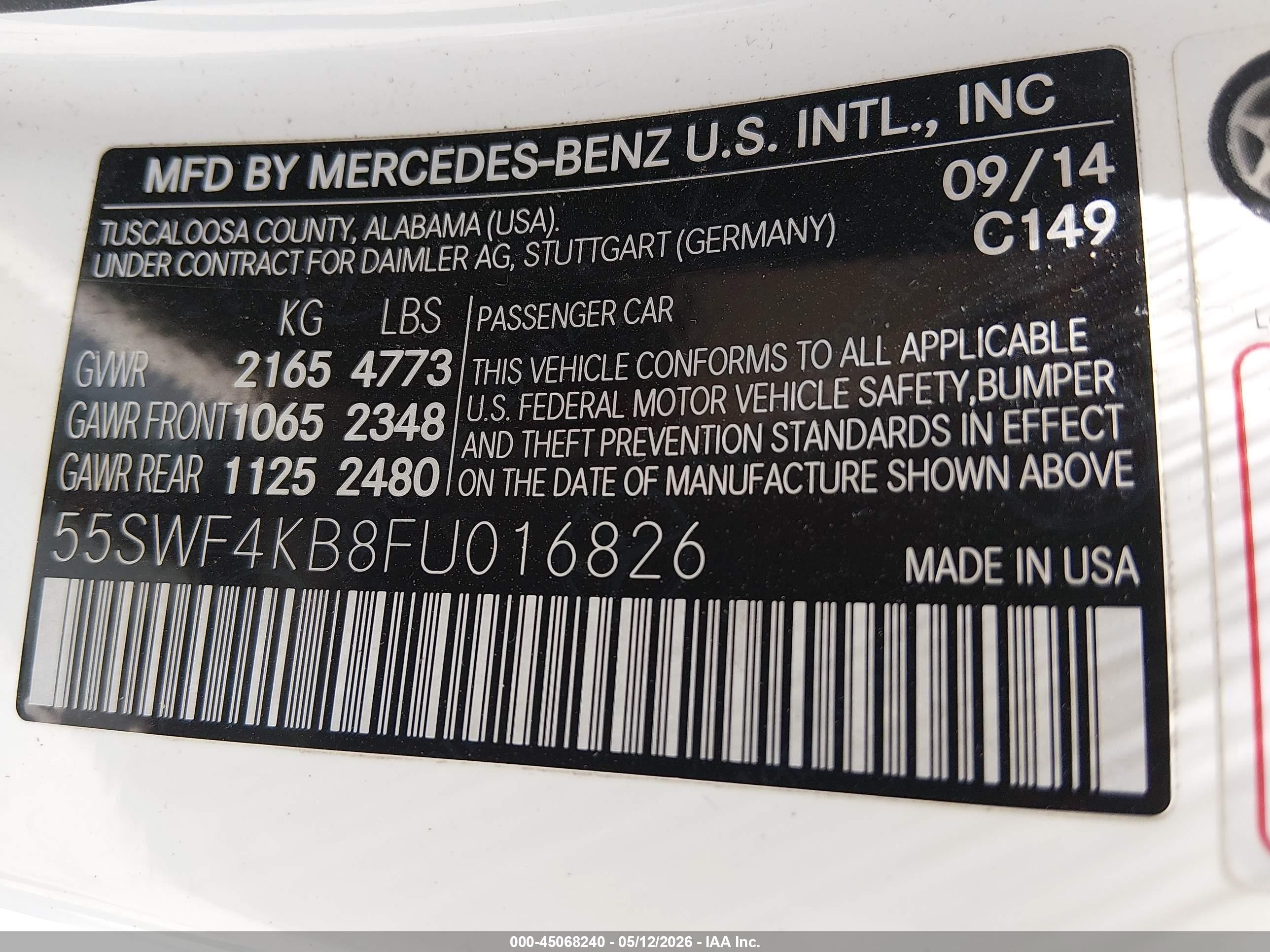 2015 Mercedes-benz C 300 Luxury 4matic White vin: 55SWF4KB8FU016826