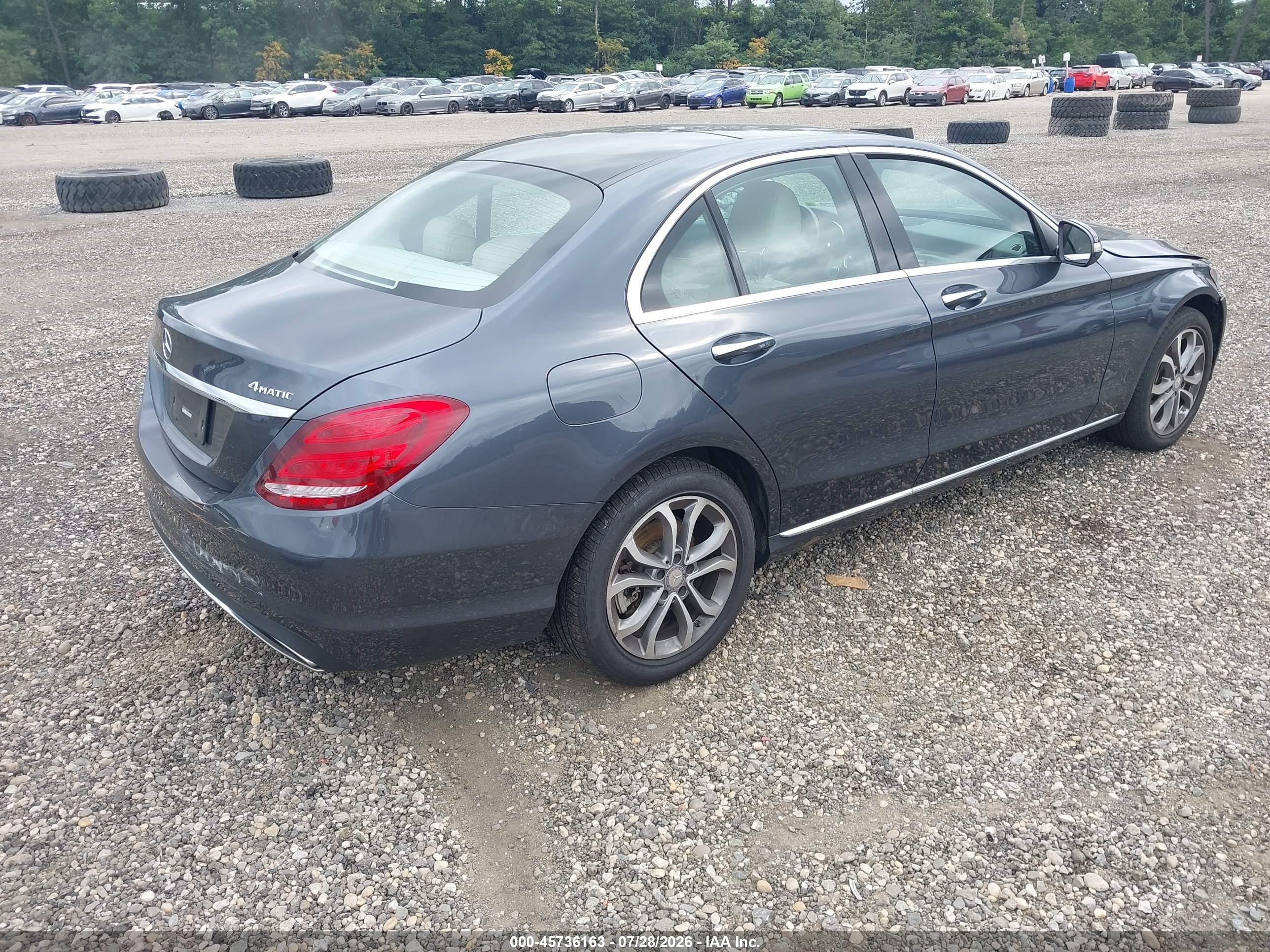 2015 Mercedes-benz C 300 4matic Gray vin: 55SWF4KB8FU027700